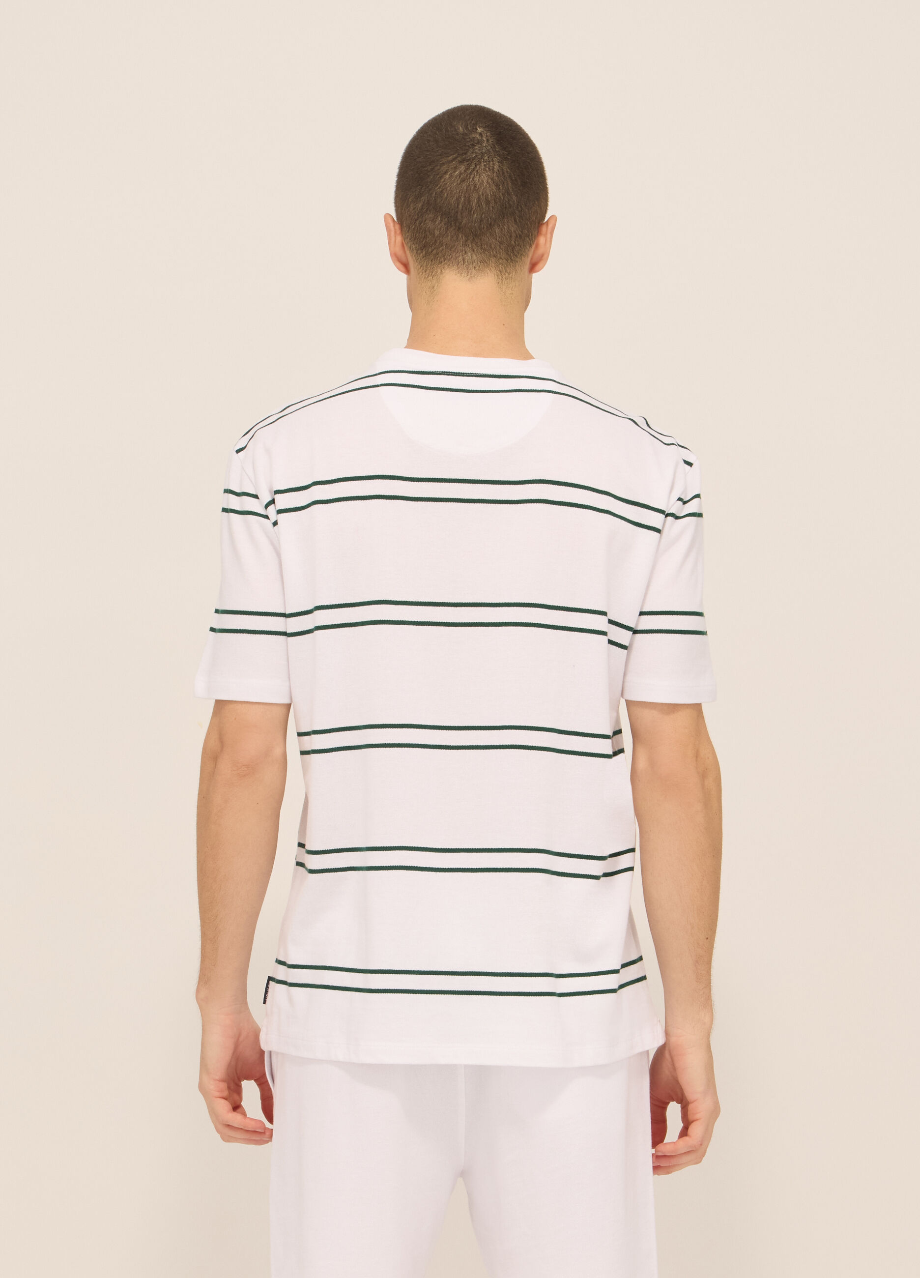 T-shirt in piquet di cotone a righe uomo_1