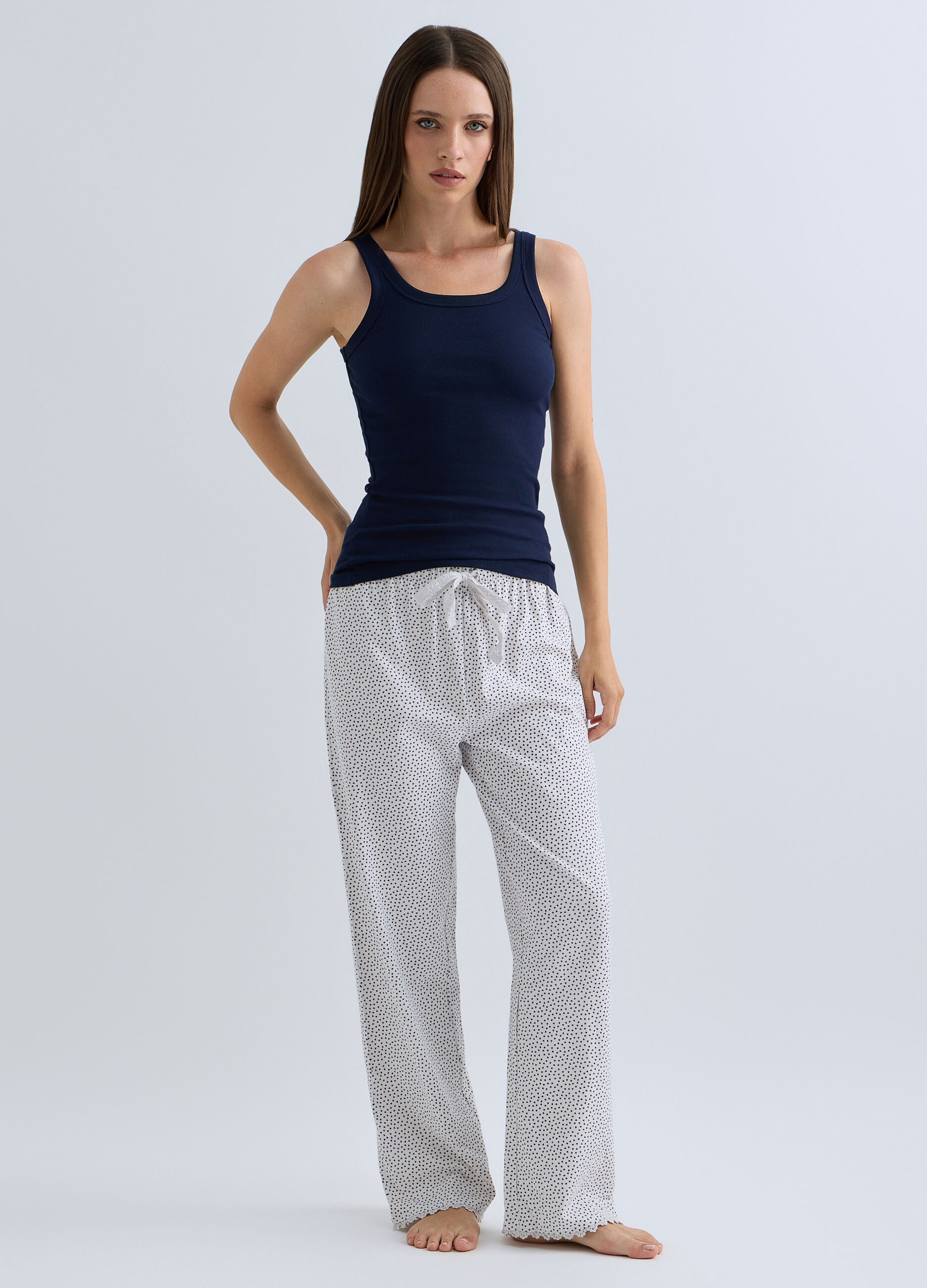 Canotta con scollo rotondo stretch donna_0