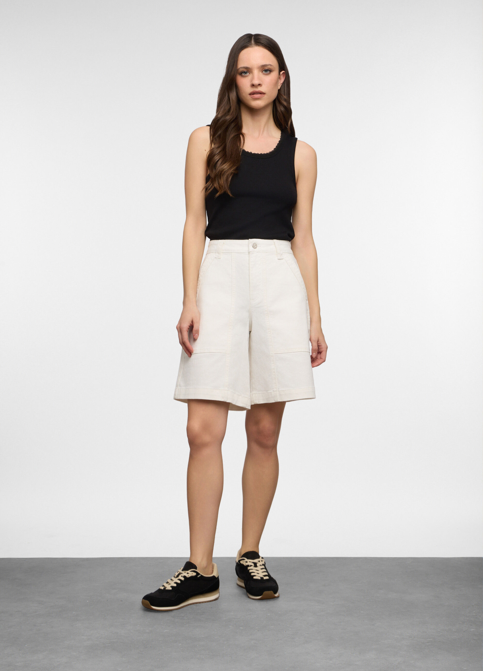 Bermuda Fit Wide con tasche Fatigue in cotone donna_0