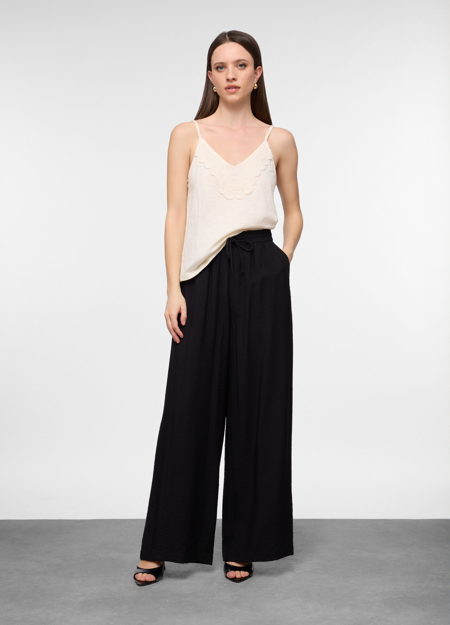 Pantaloni wide leg misto viscosa donna_0