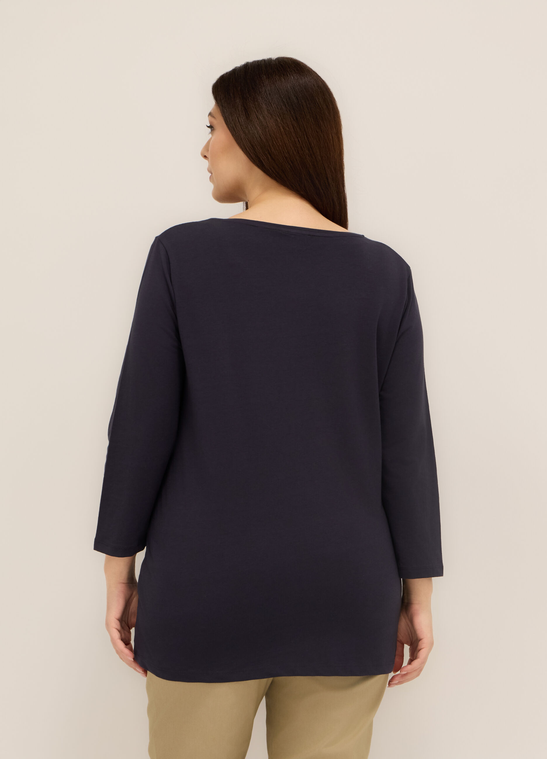 T-shirt in jersey di cotone stretch donna curvy_1