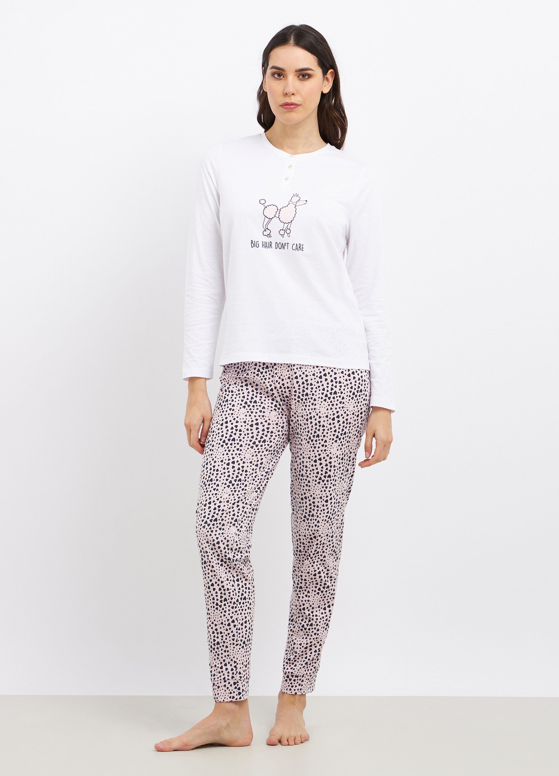 Set pigiama lungo in puro cotone donna_0