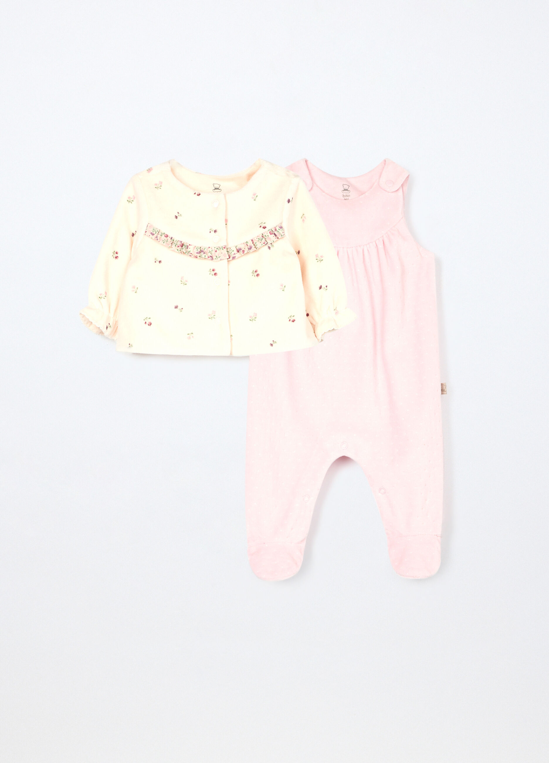 Set in puro cotone velour neonata_0