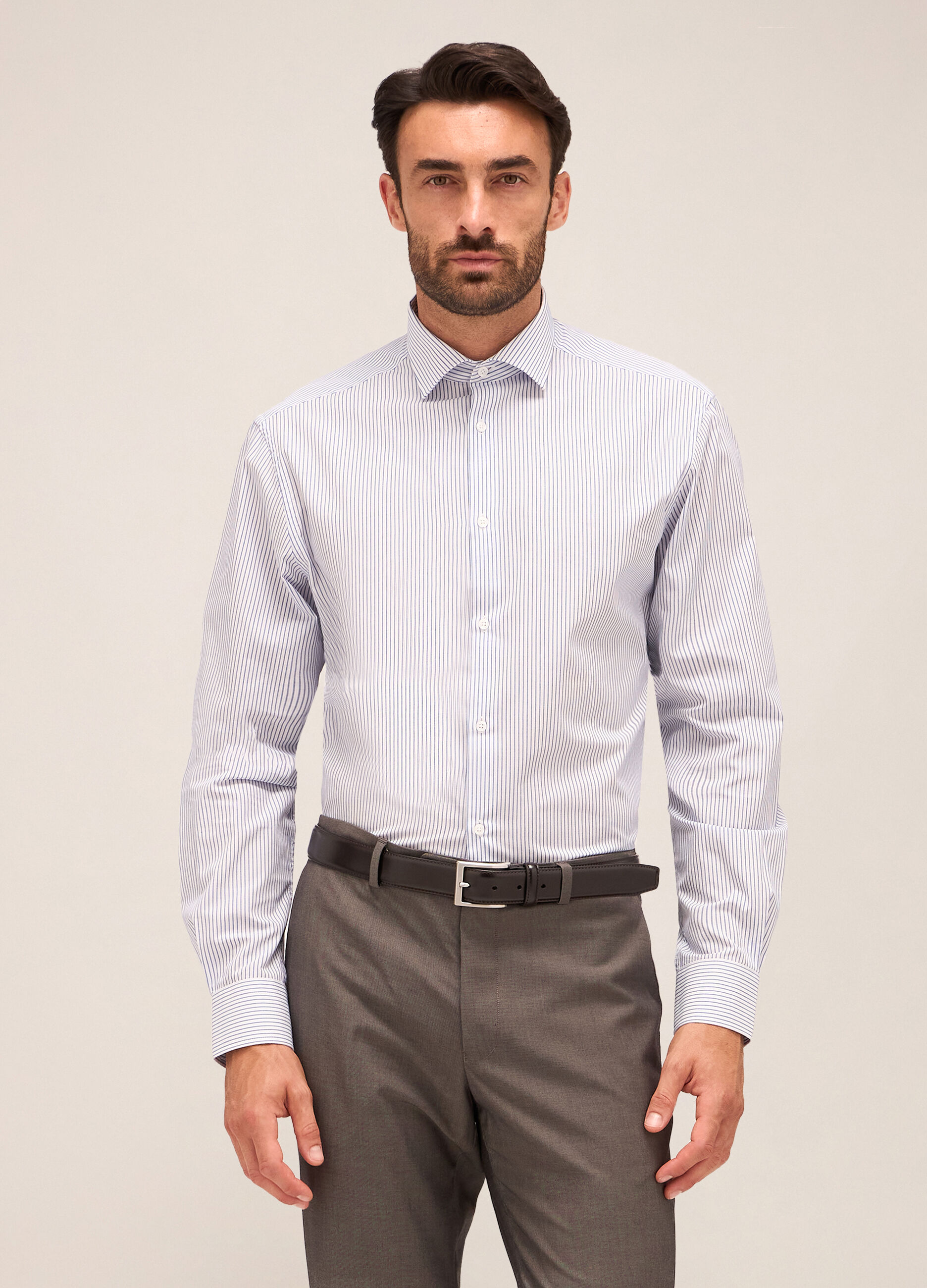 Camicia regular fit colletto classico in misto cotone uomo_0