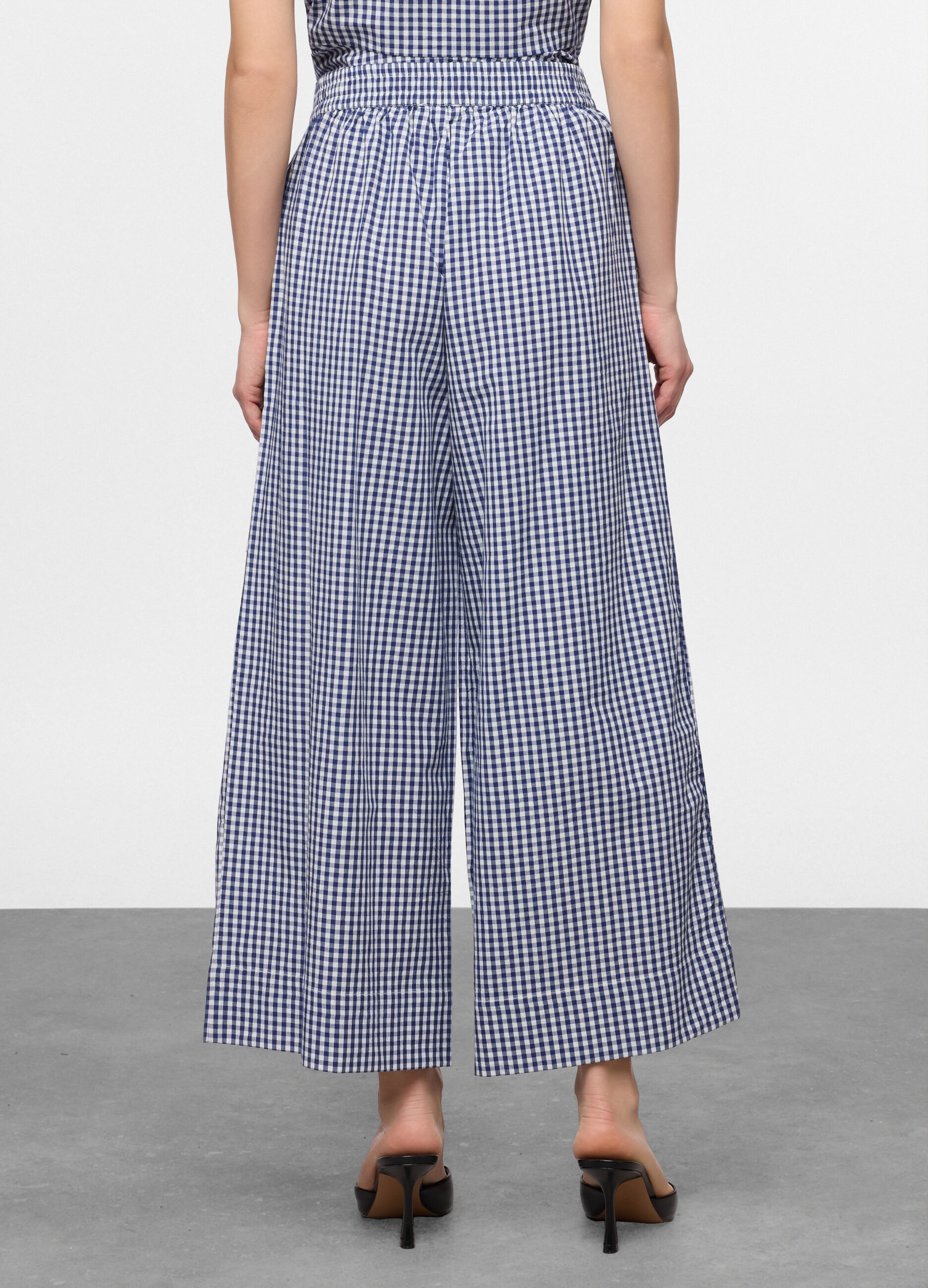 Pantaloni wide leg in popeline di puro cotone fit comfort donna_1