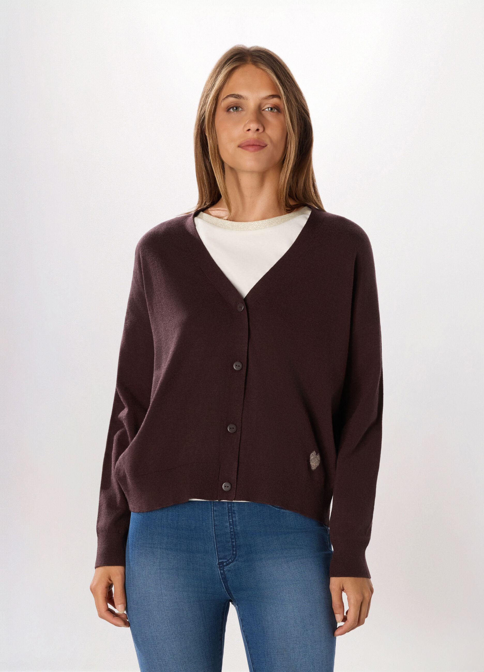 Cardigan tricot con scollo a V donna_0