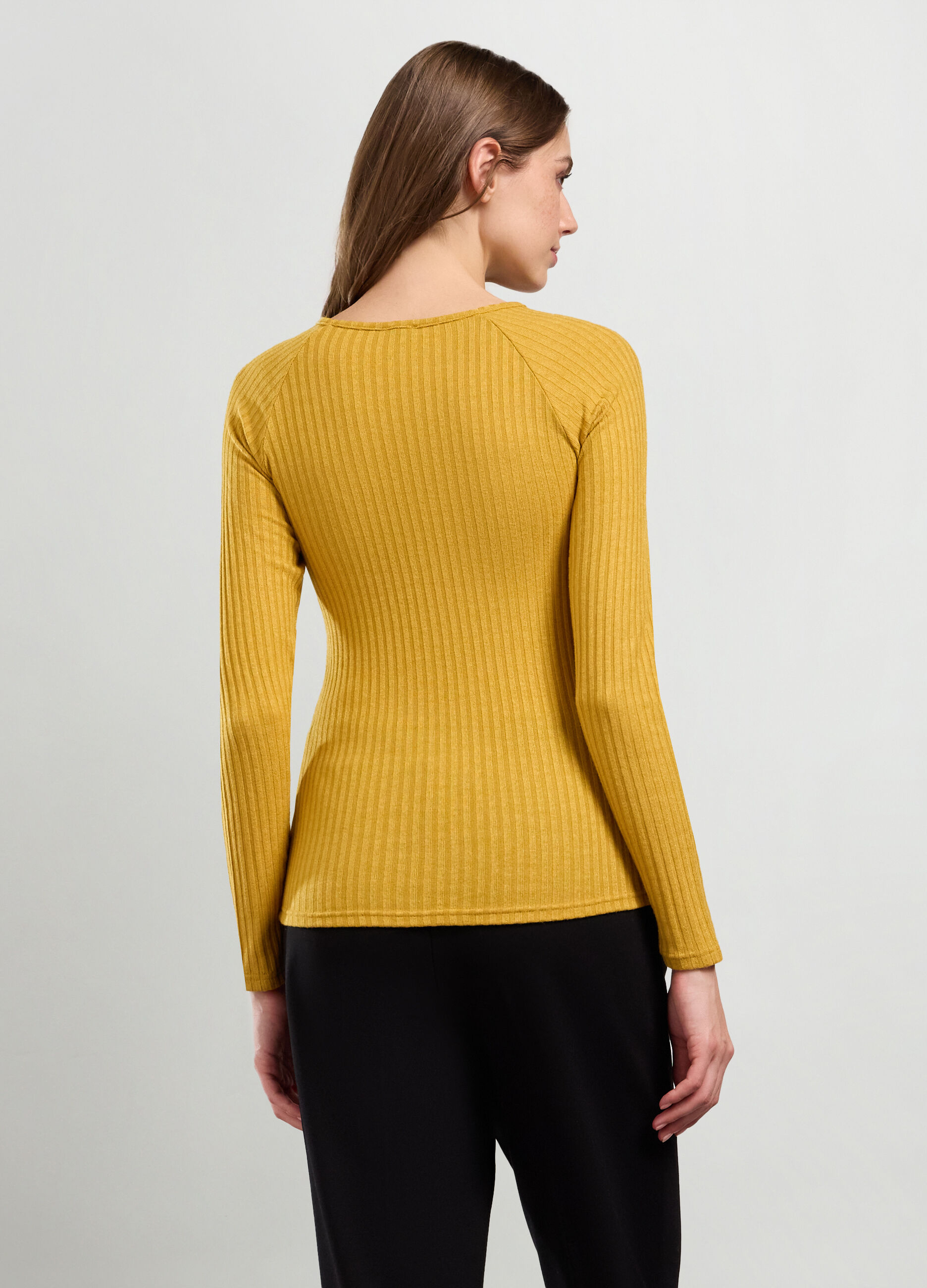 T-shirt in costina di viscosa stretch donna_1