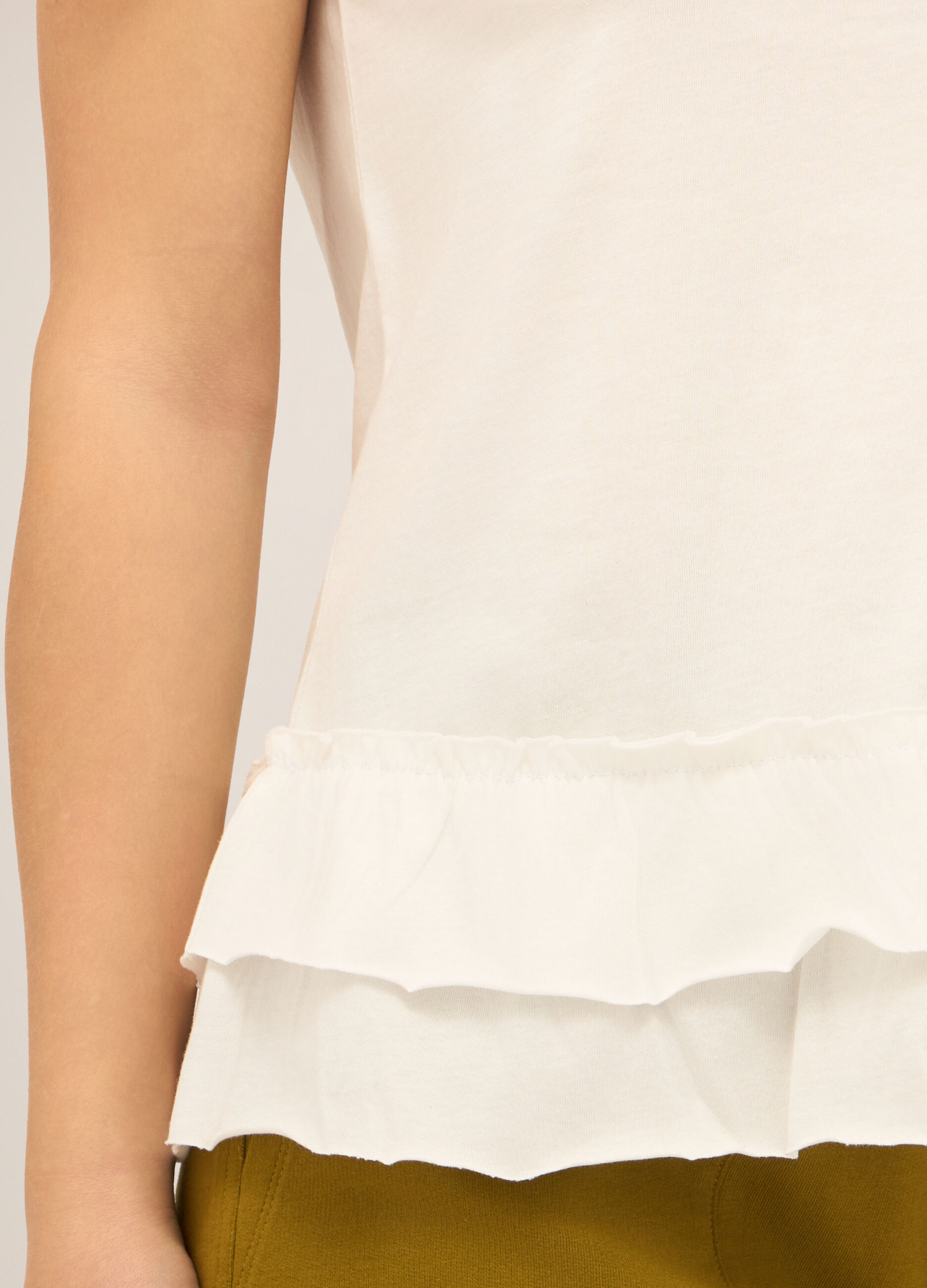 T-shirt in jersey di puro cotone con rouches donna_2