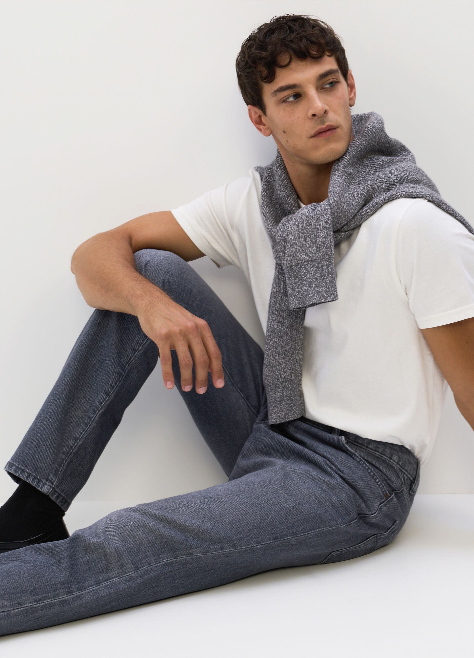 Jeans regular fit in denim di cotone m&eacute;lange uomo_2