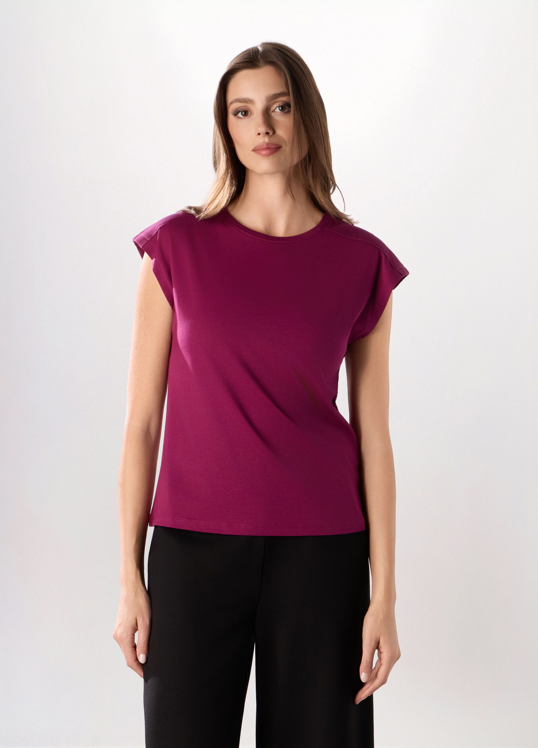 T-shirt in jersey di puro cotone donna_0