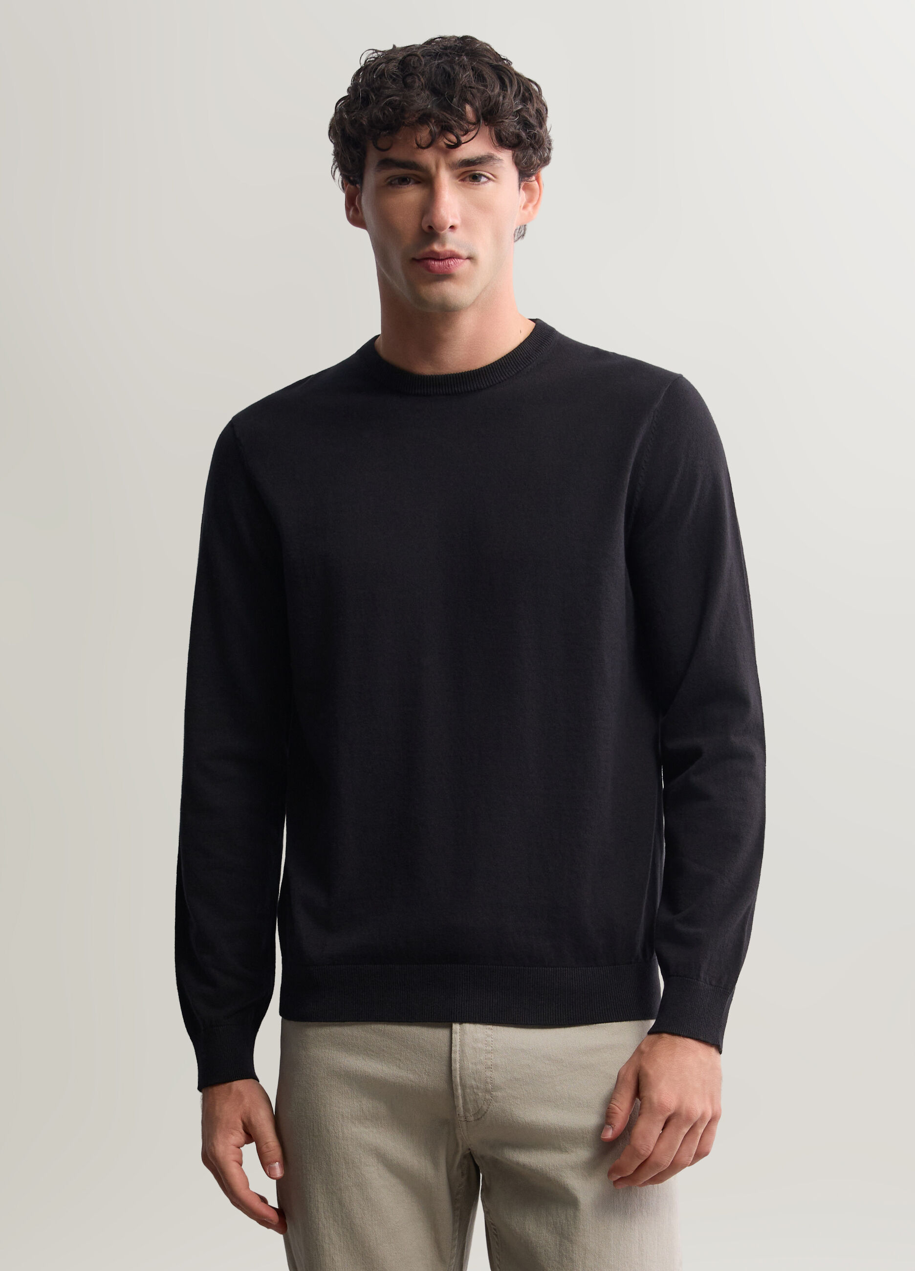 Maglione girocollo in misto cotone uomo_0