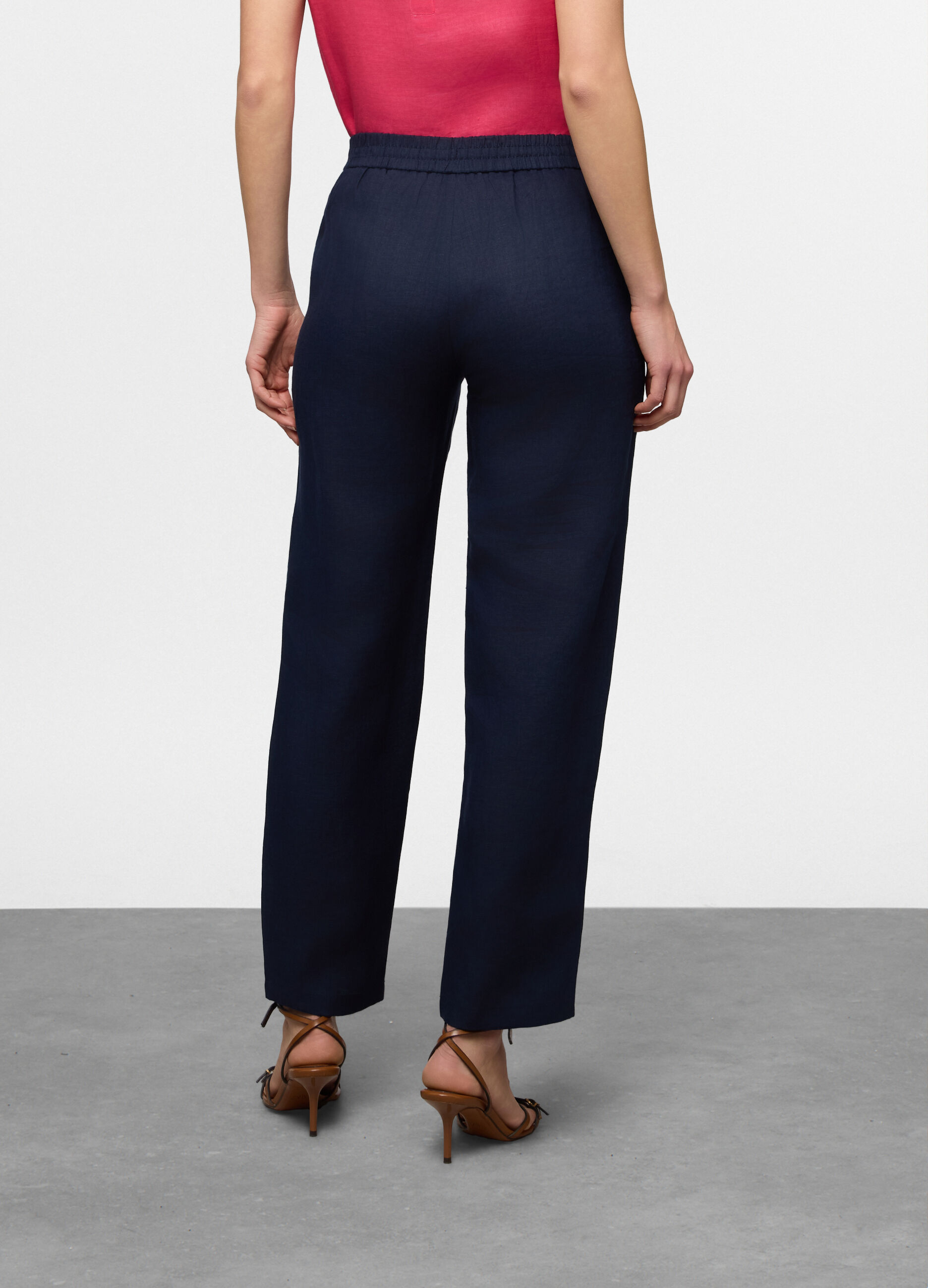 Pantaloni fit regular in puro lino donna_1