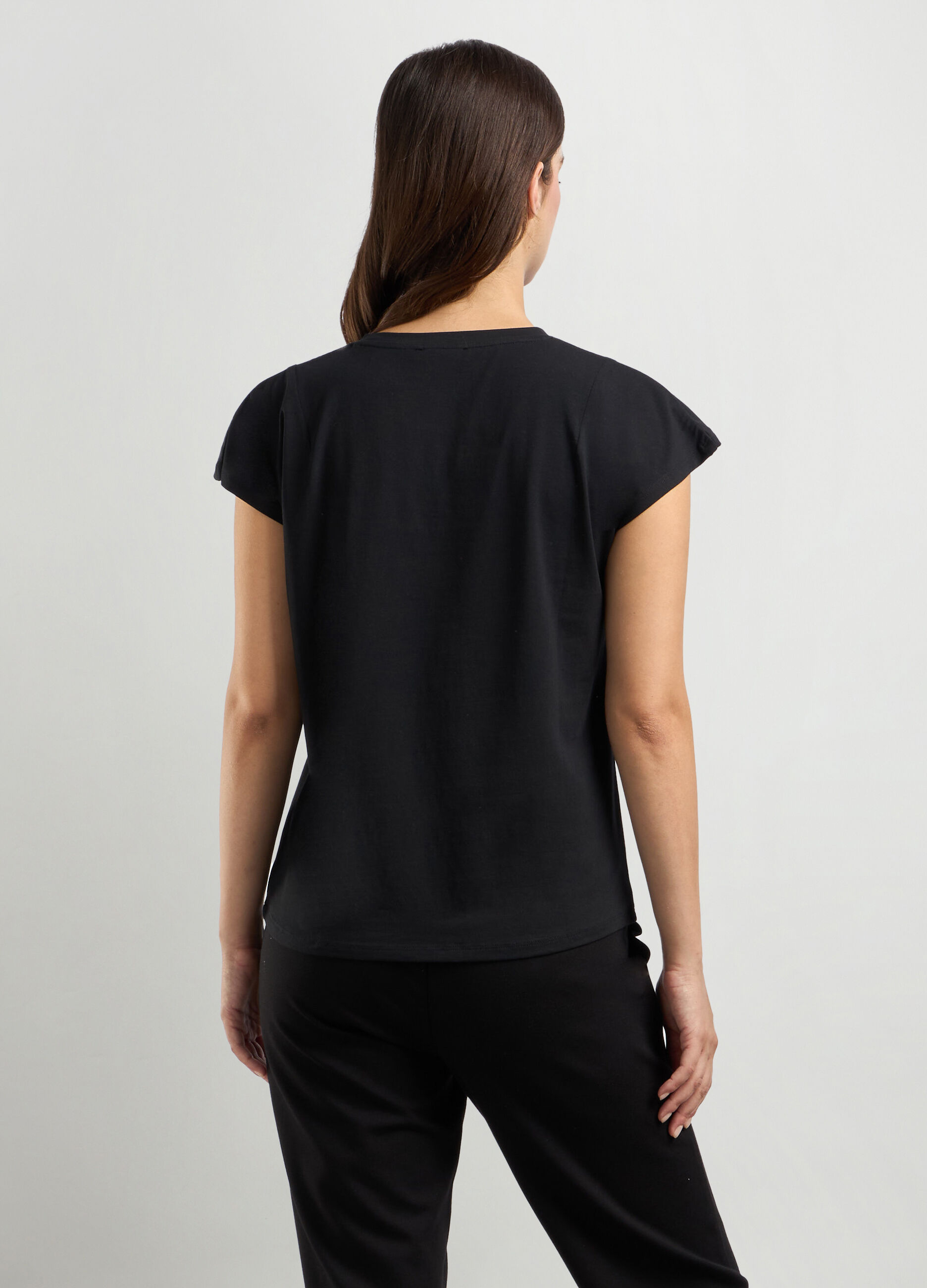 T-shirt in puro cotone con strass donna_1