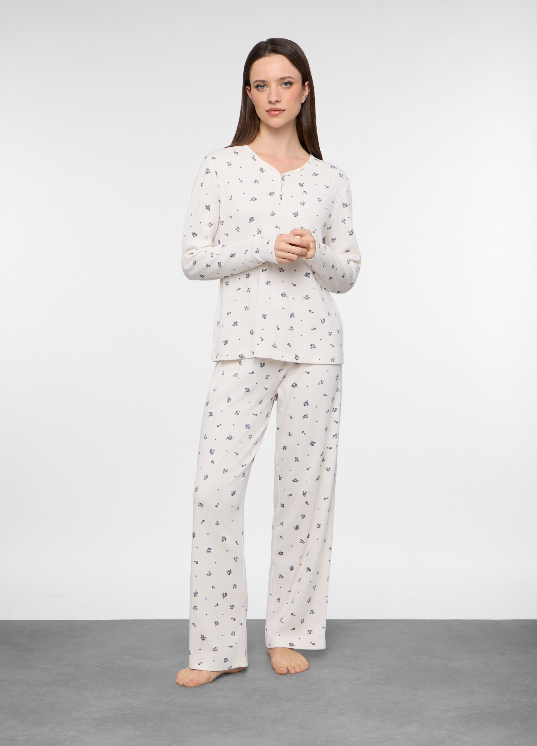 Set pigiama lungo in tessuto stretch donna_0