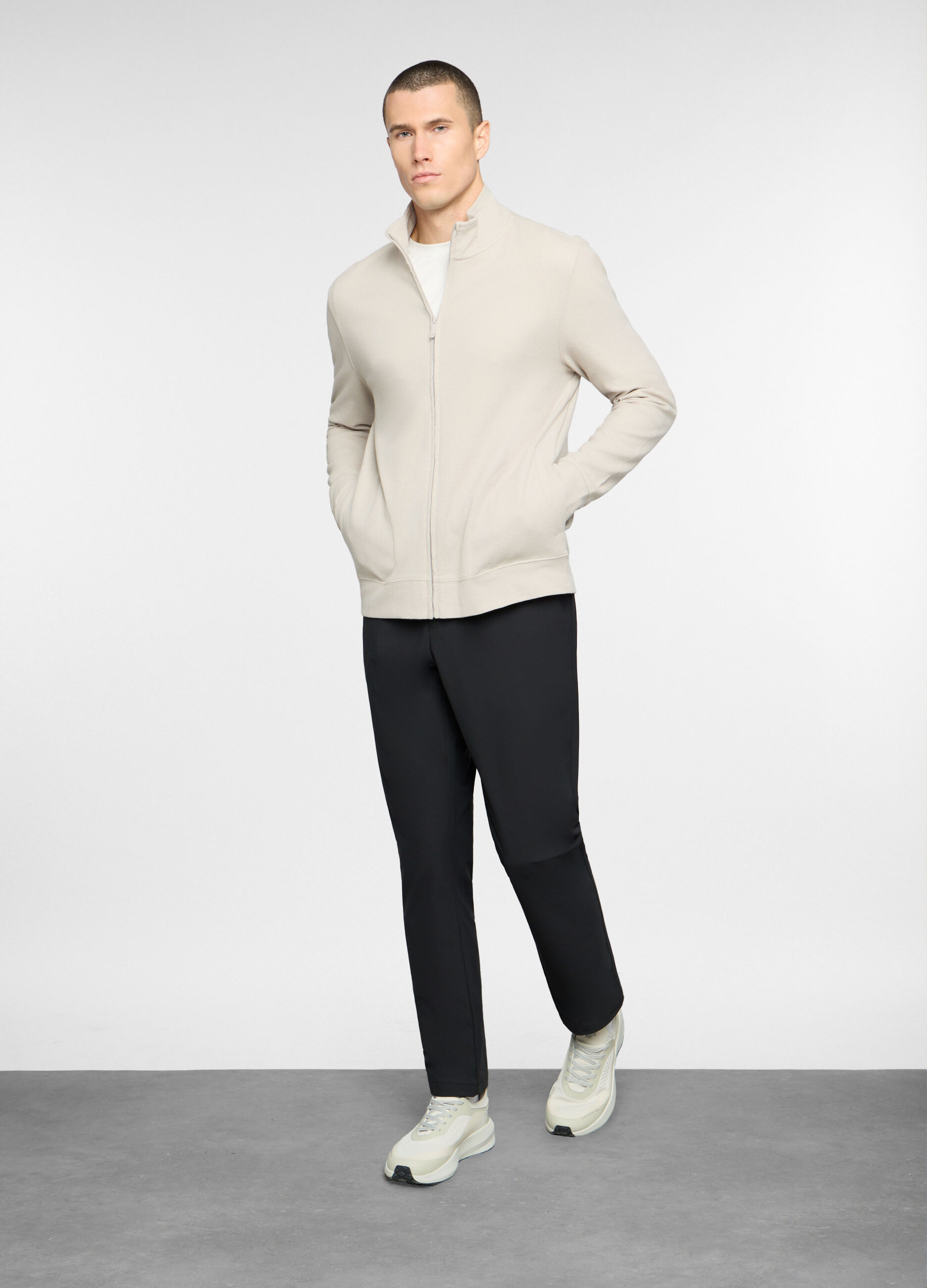 Felpa collo alto in cotone piquet uomo_3