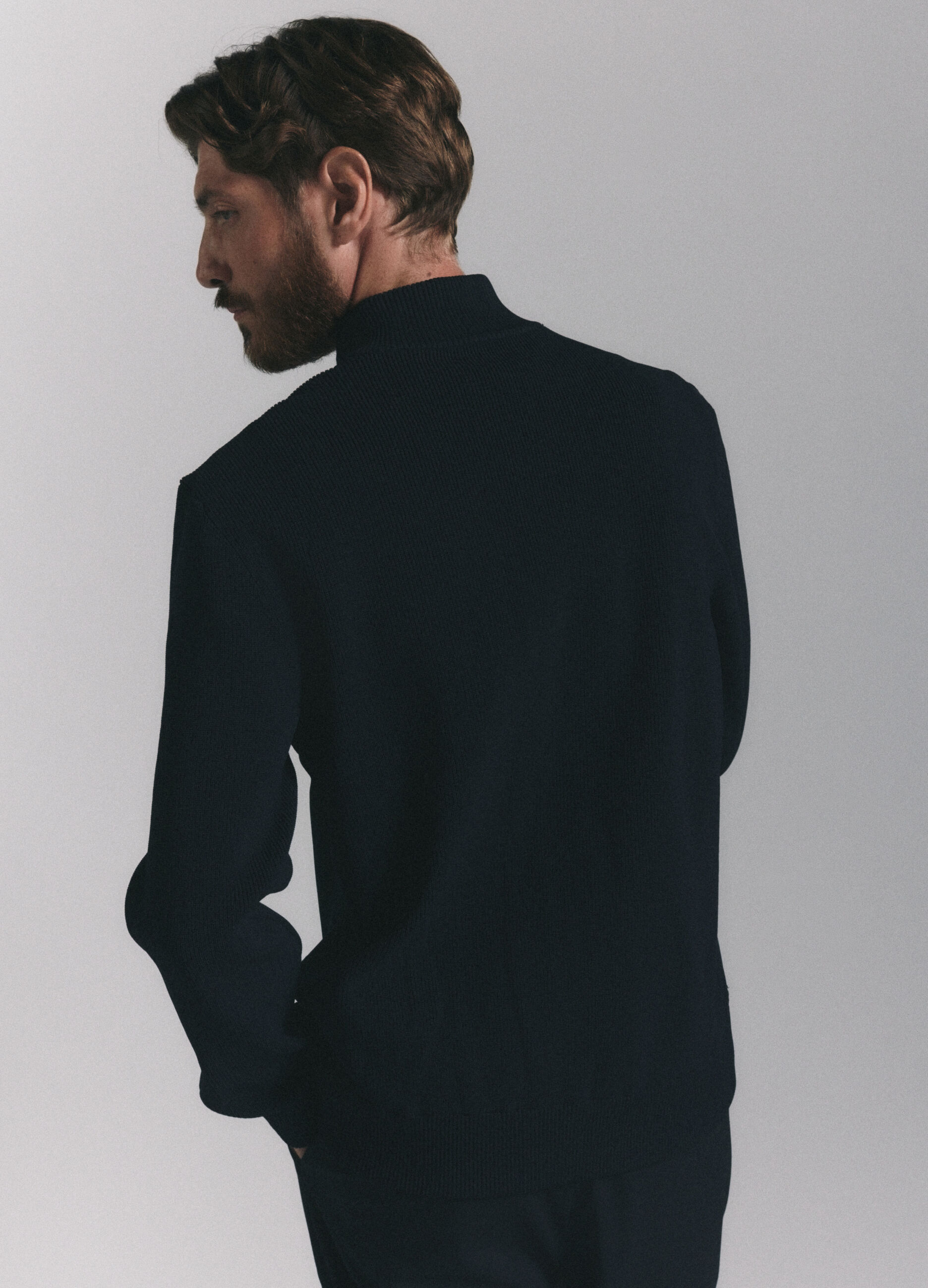 Giacca corta con inserti in maglia uomo_2