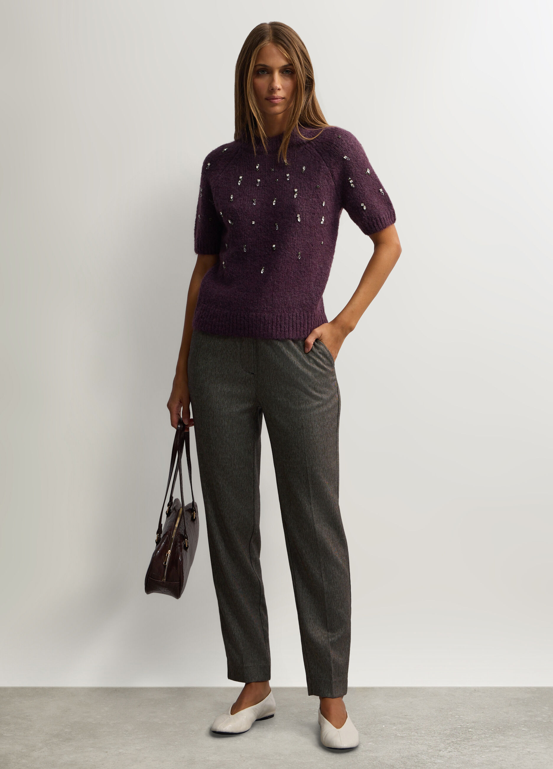 Pantaloni Fit Regular misto viscosa stretch donna_0