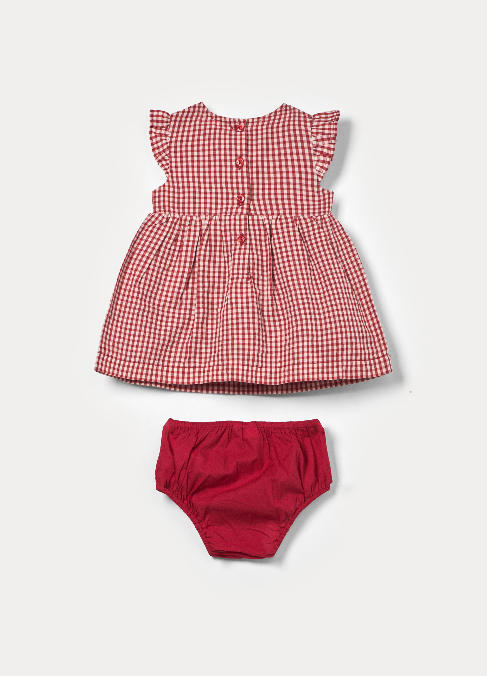 Set composto da vestito in puro cotone seersucker neonata_1