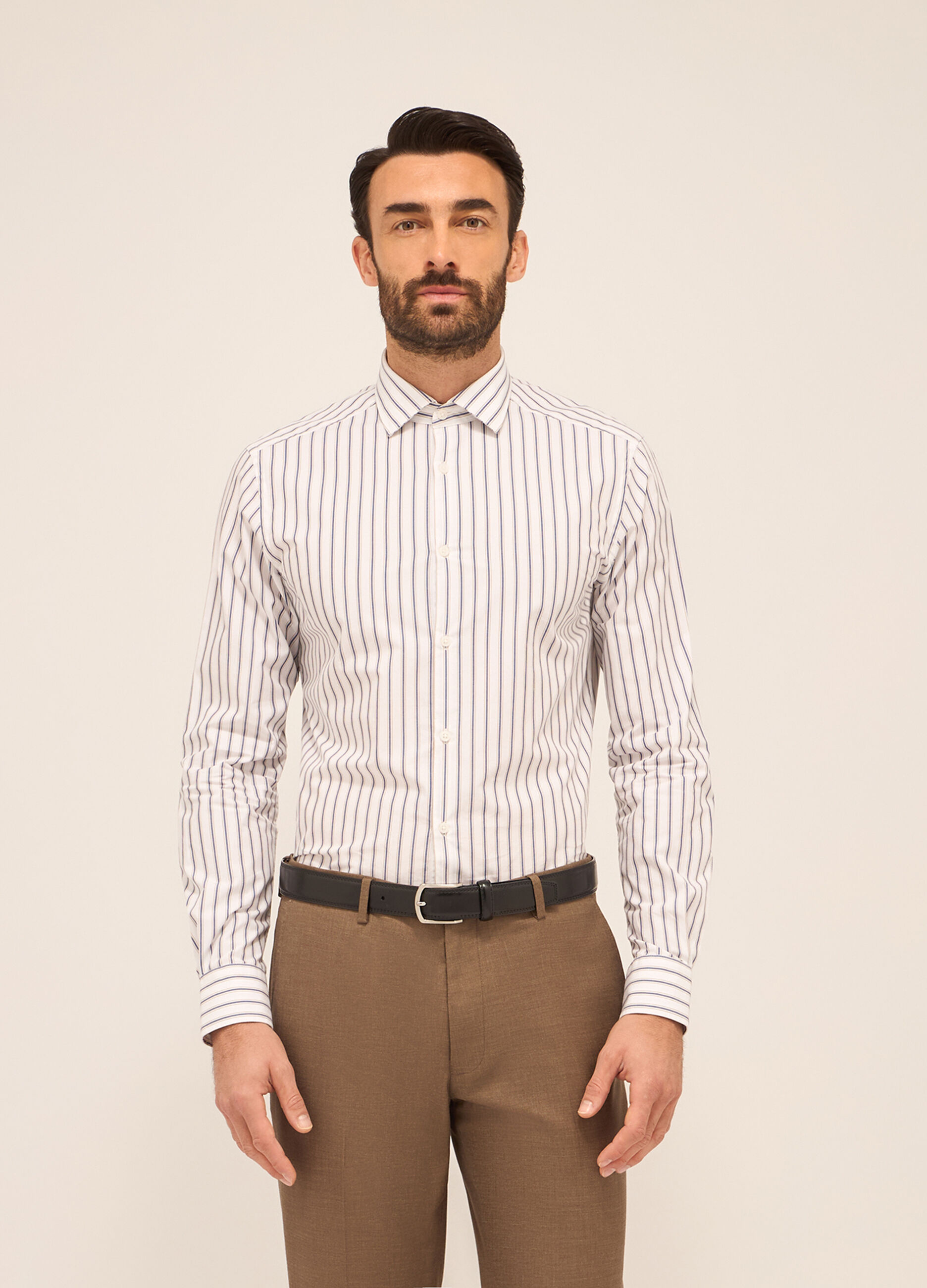 Camicia regular fit in puro cotone a righe uomo_0