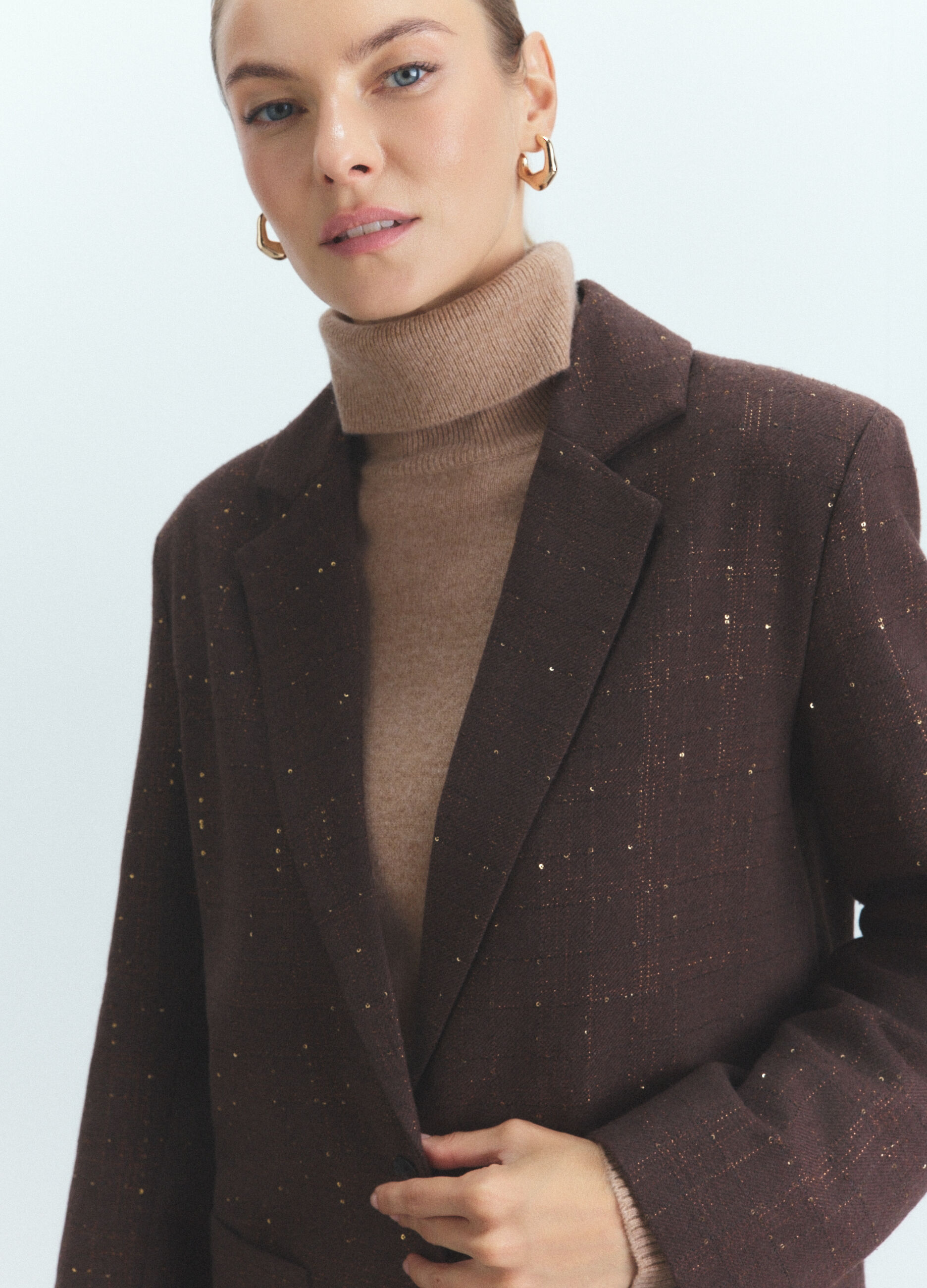 Blazer con collo reverse misto lana donna_4