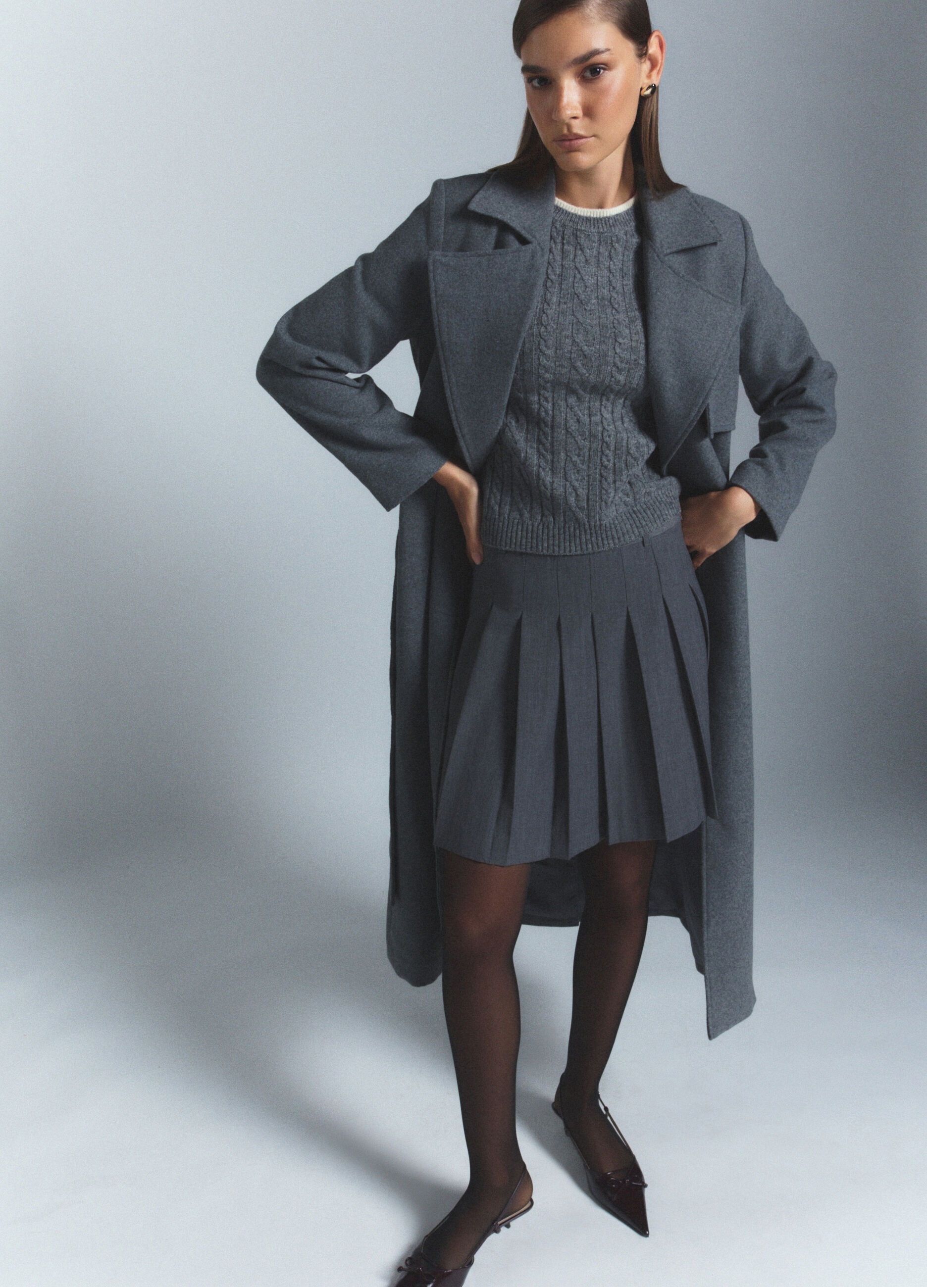 Gilet girocollo con lavorazione a treccia donna_0