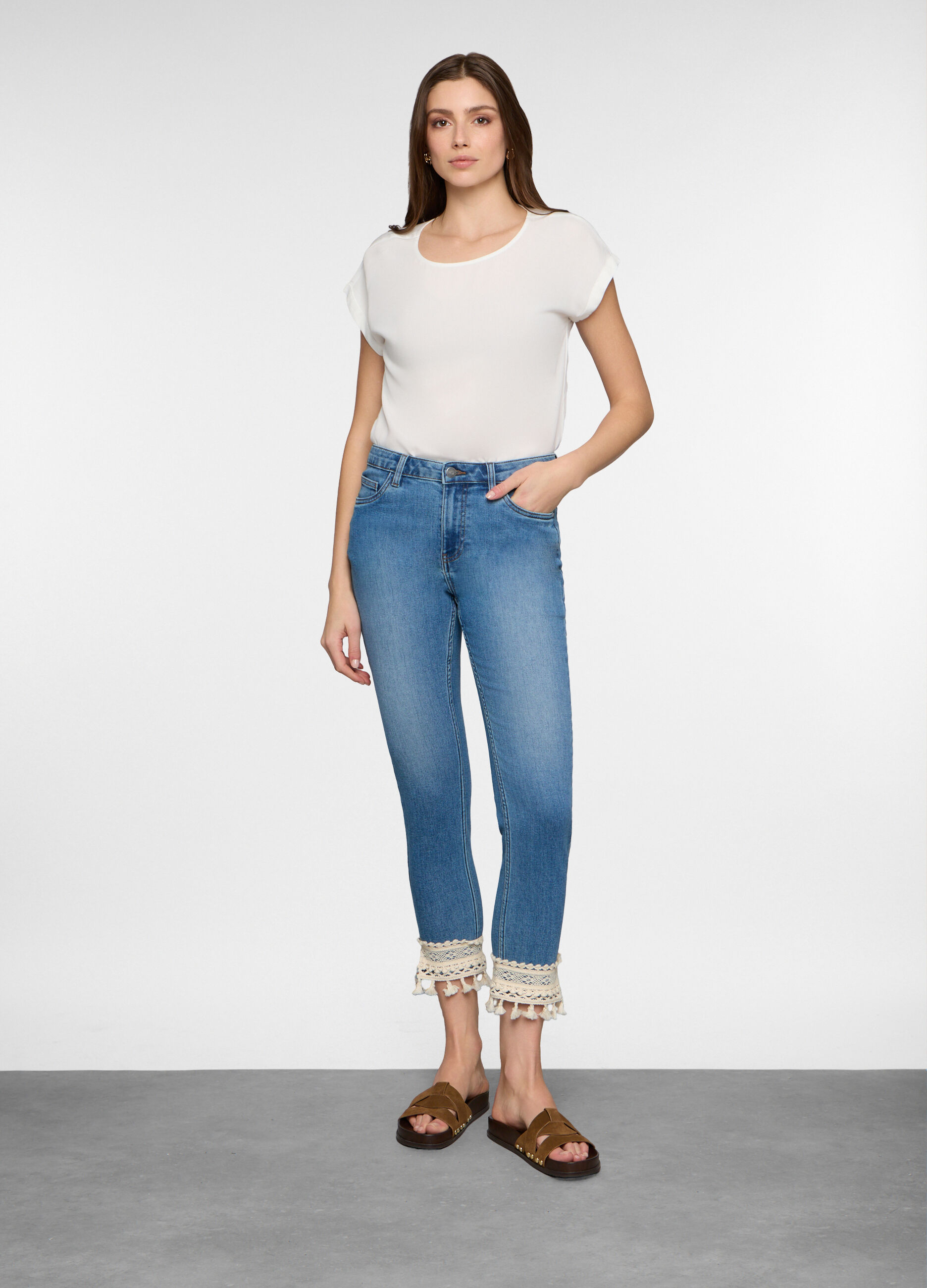 5 Tasche fit Slim in denim stretch con tape al fondo donna_0