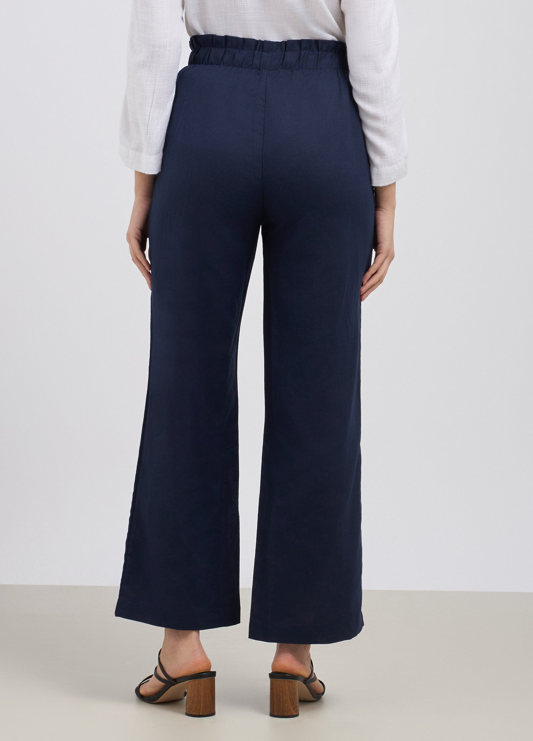 Pantaloni palazzo in misto lino donna