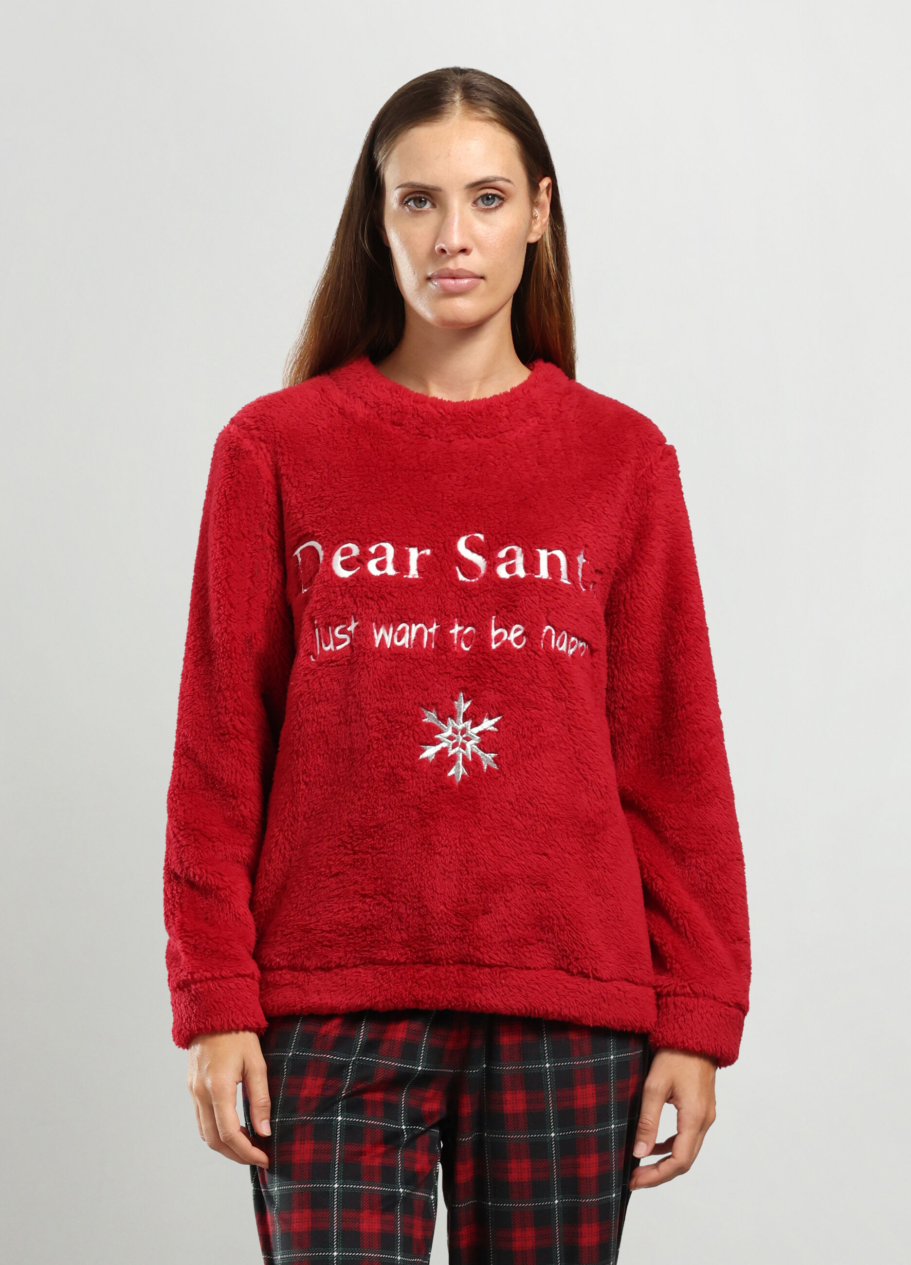 Maglia pigiama lungo effetto eco fur donna_0