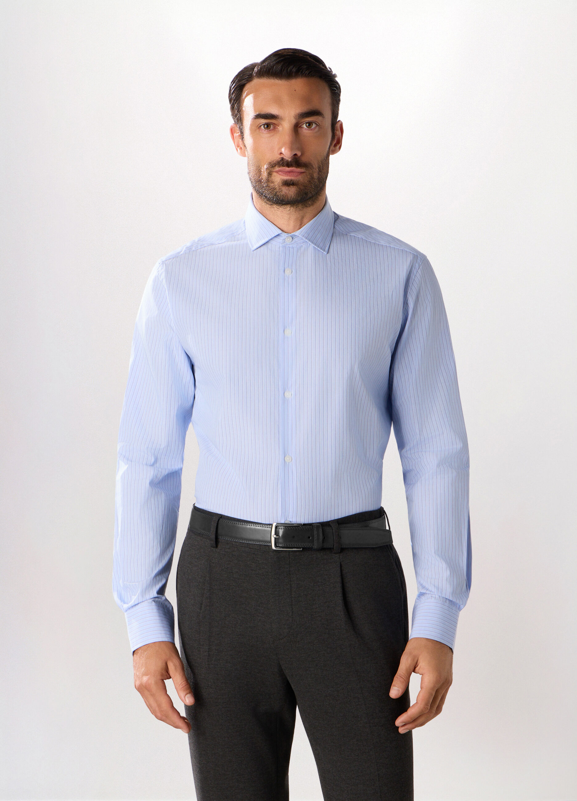 Camicia regular fit in cotone a righe uomo_0