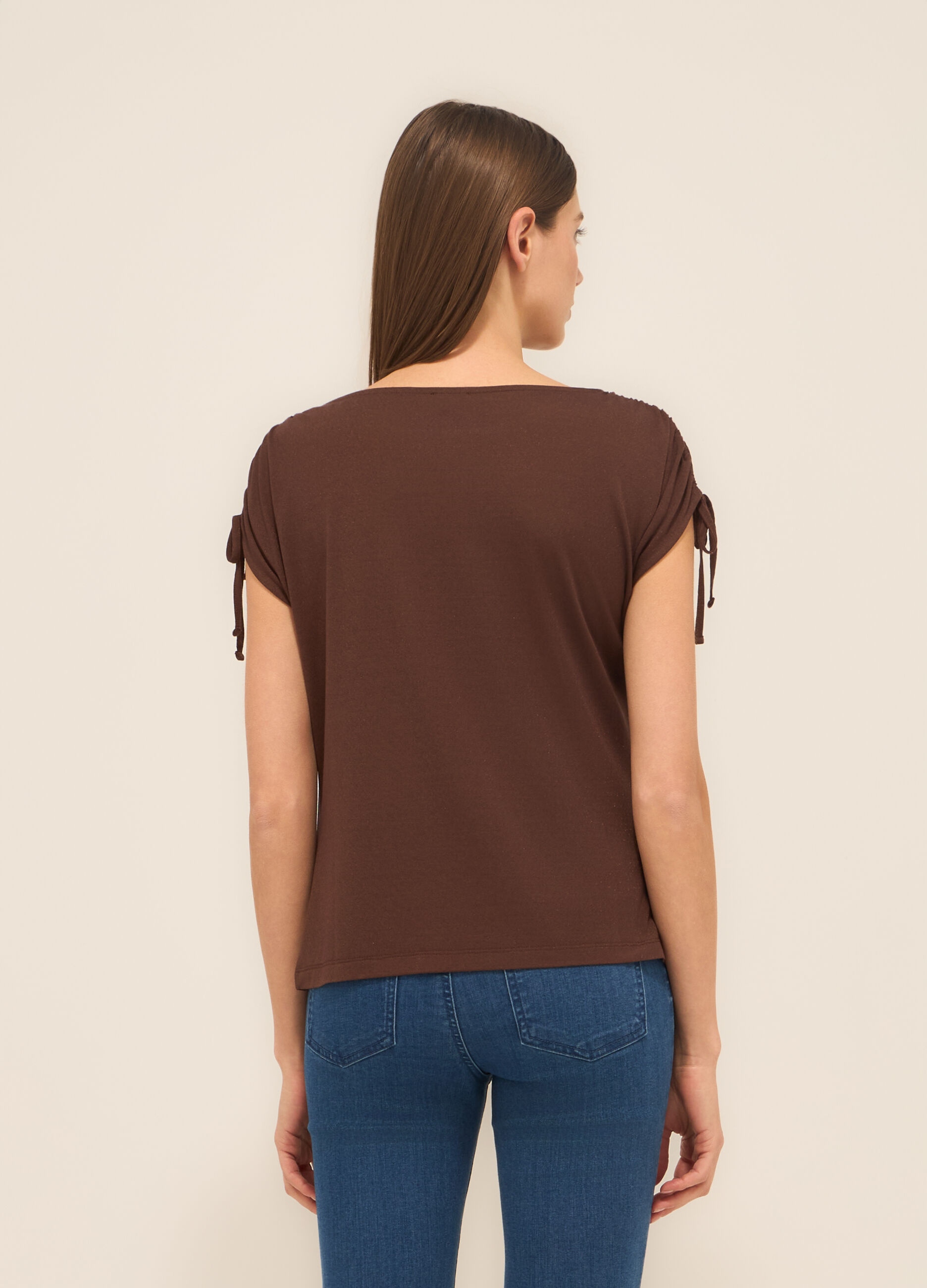 T-shirt misto viscosa con filo lurex donna_1