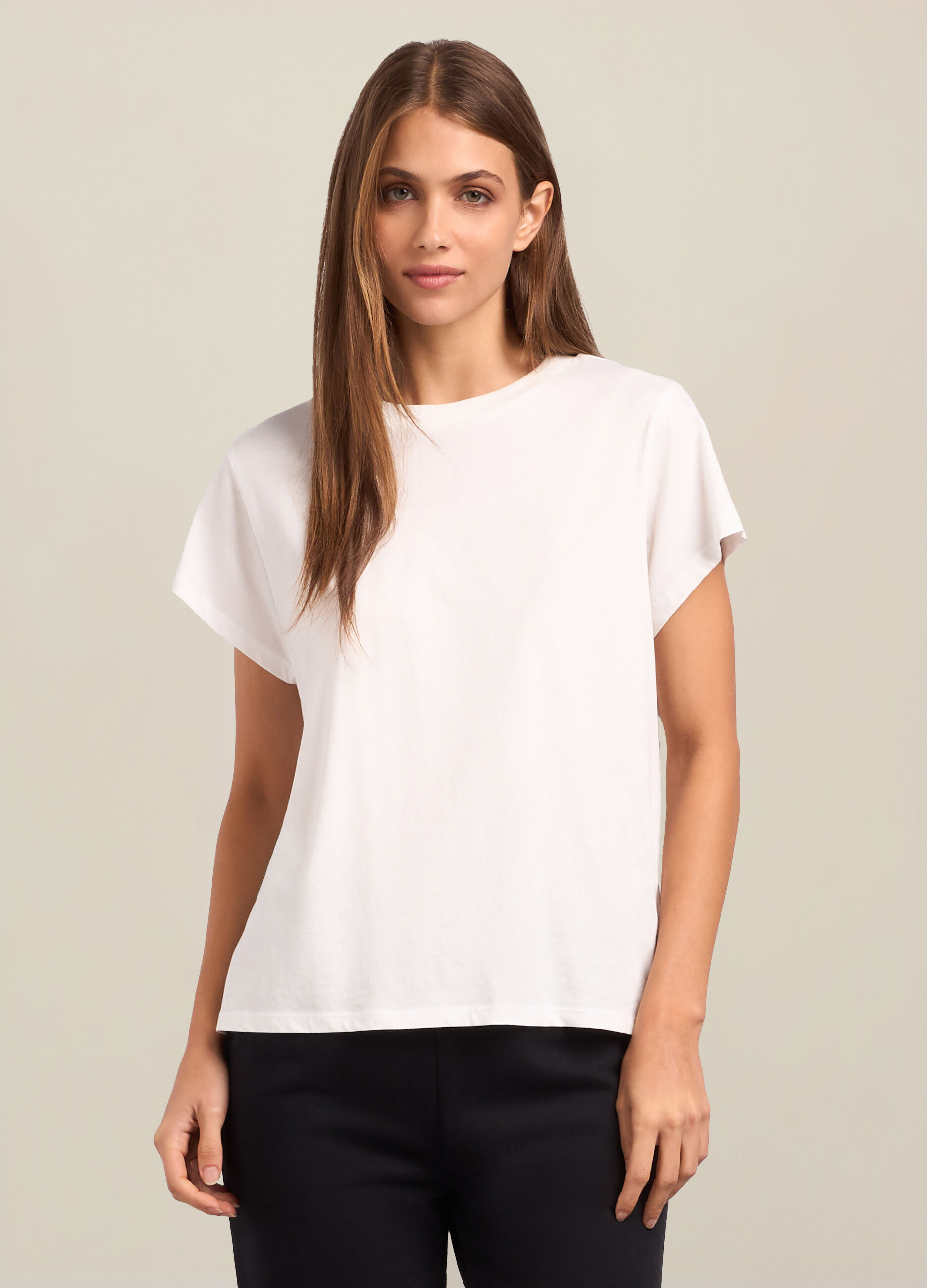 T-shirt in jersey di puro cotone donna_0