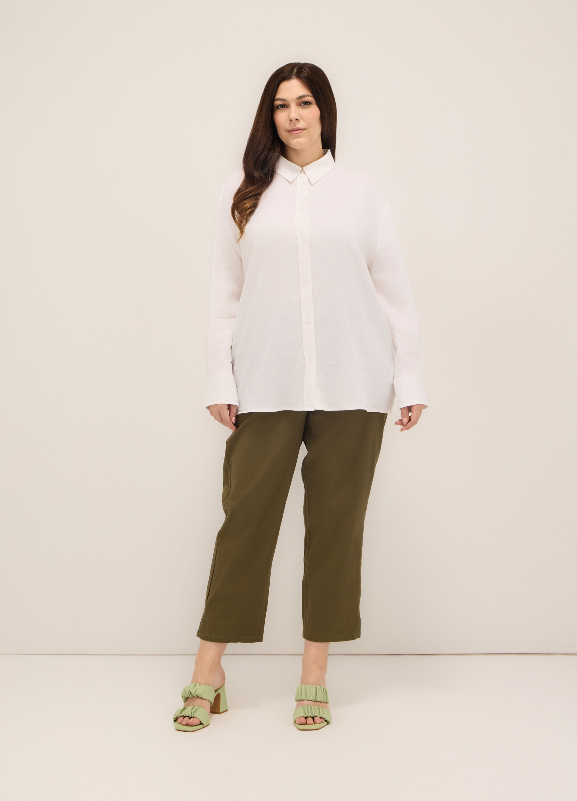 Pantaloni in cotone stretch donna curvy_0