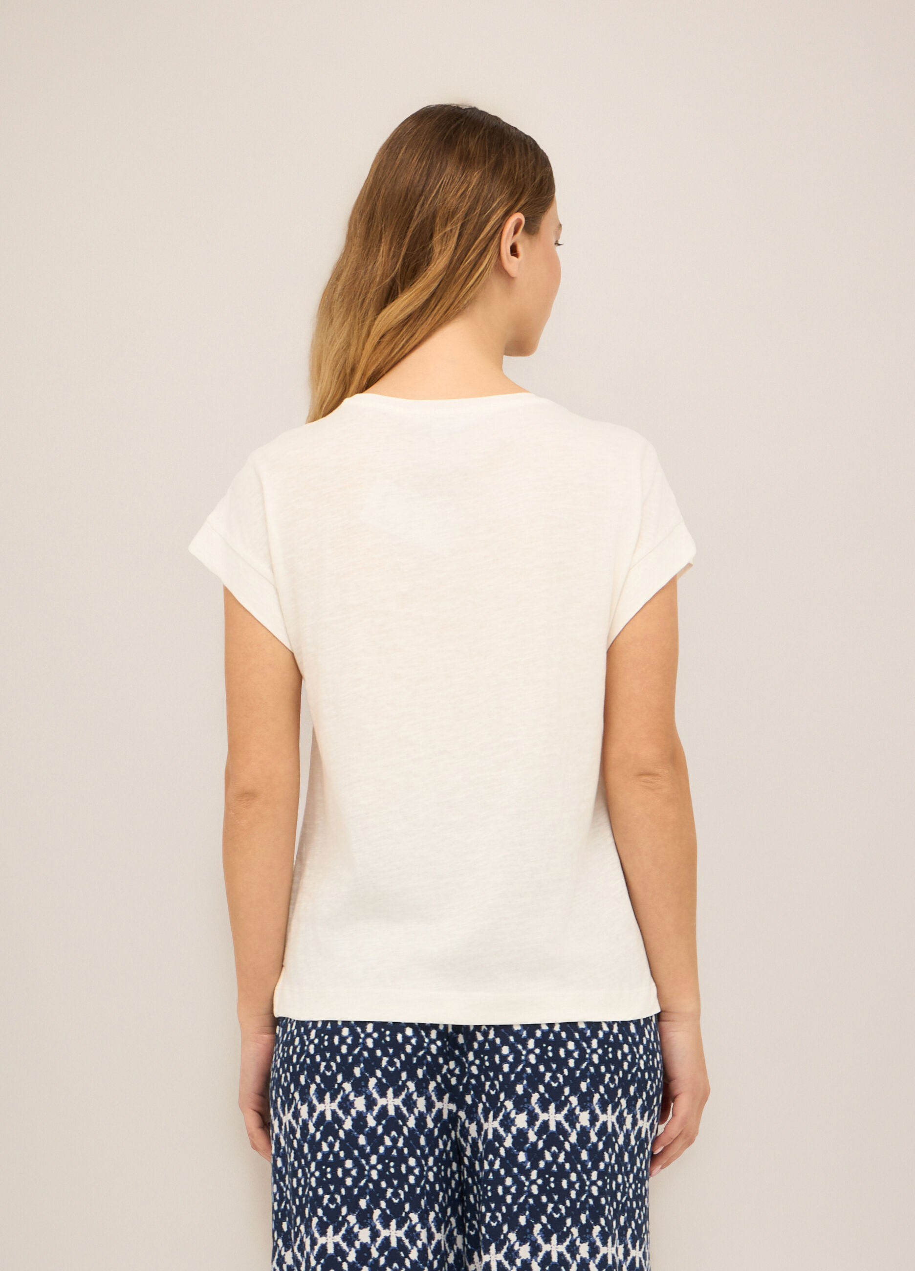 T-shirt in jersey di cotone slub donna_1