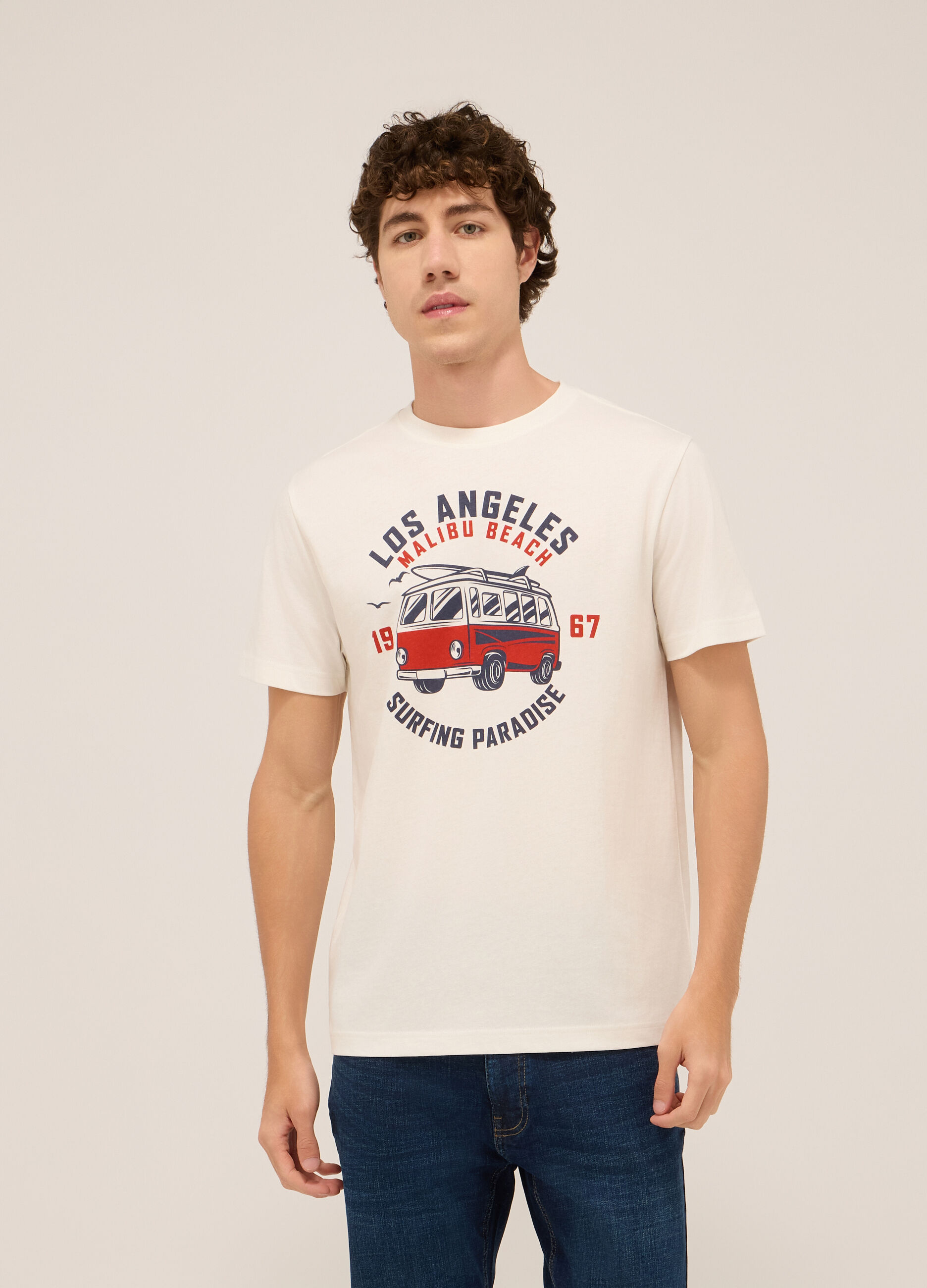 T-shirt in jersey di cotone con stampa uomo_0