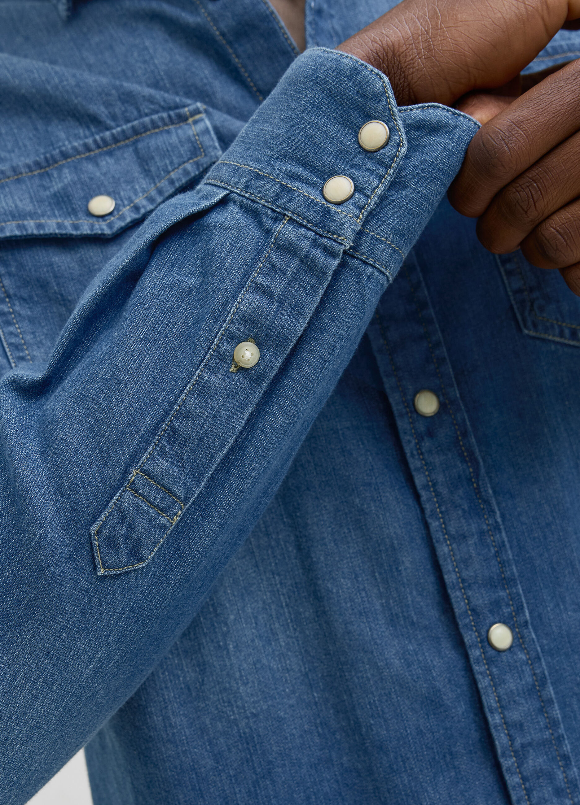 Camicia in denim stile western uomo_5
