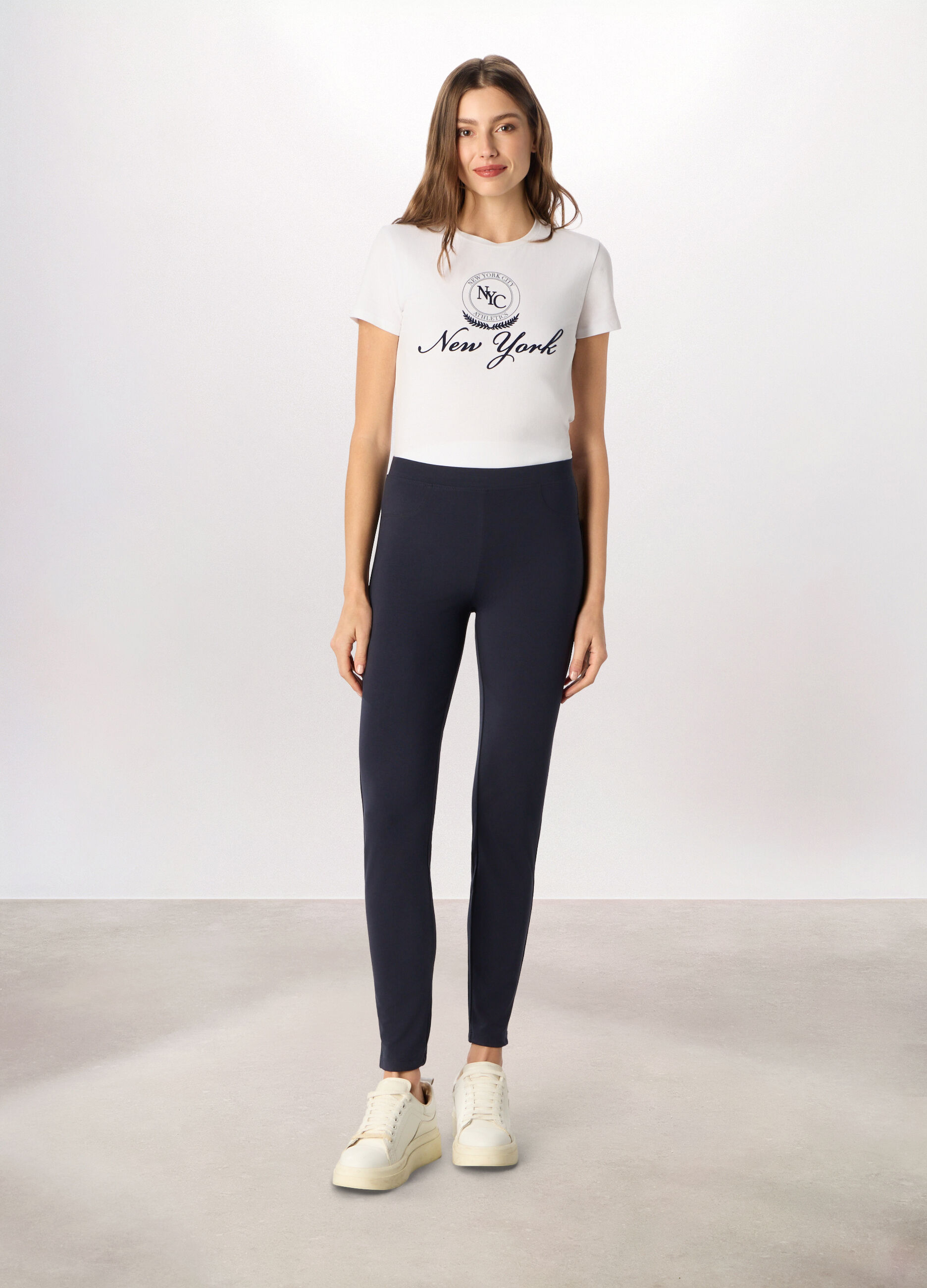 Leggings in jersey di cotone stretch donna_0