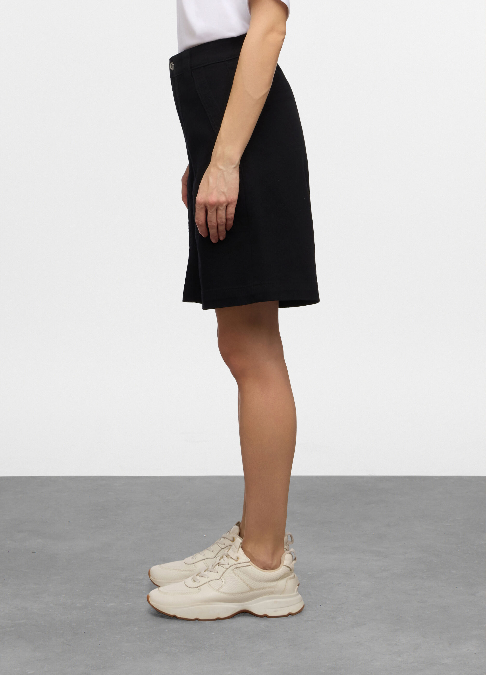 Bermuda Fit Wide con tasche Fatigue in cotone donna_1