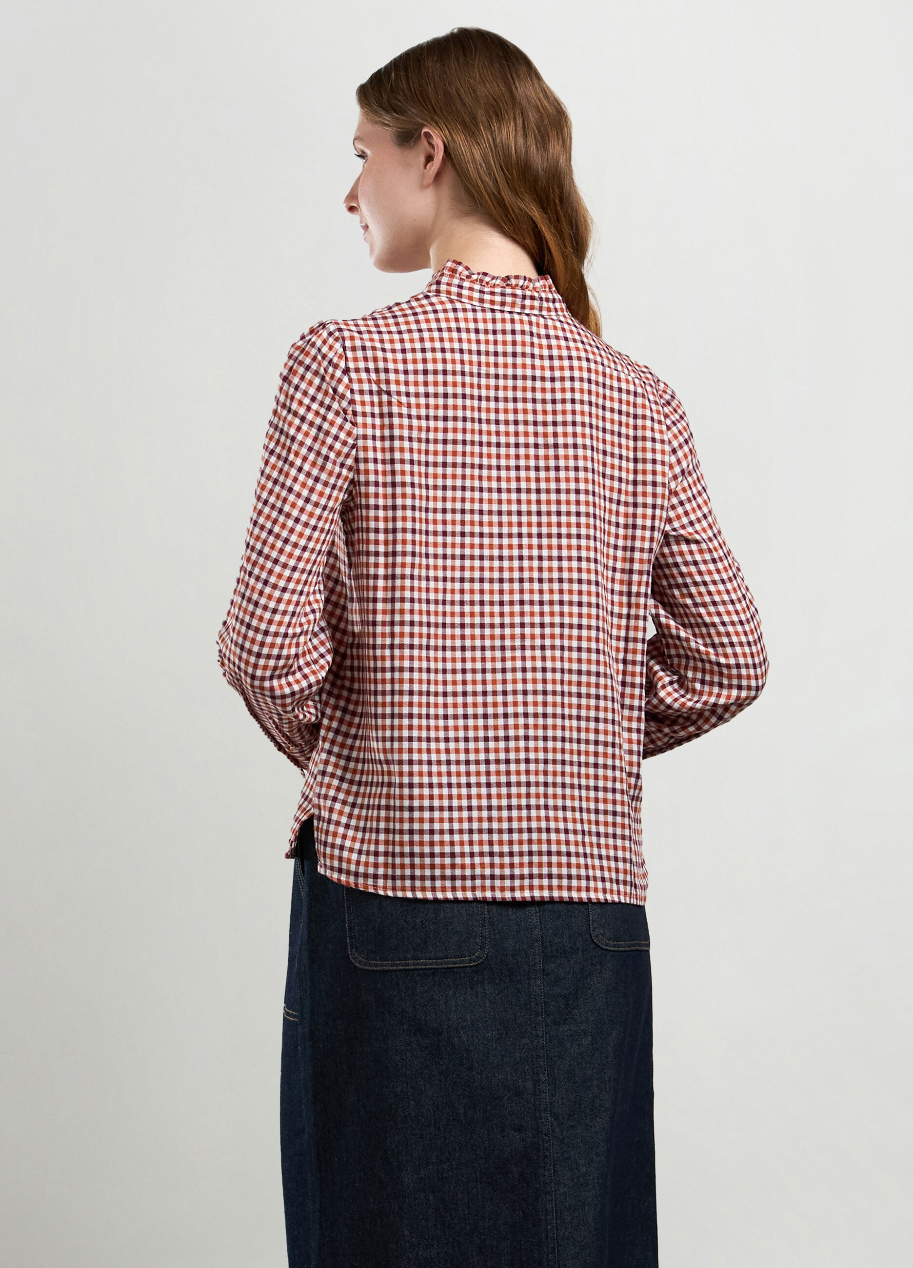 Camicia a quadri in flanella di puro cotone donna_1