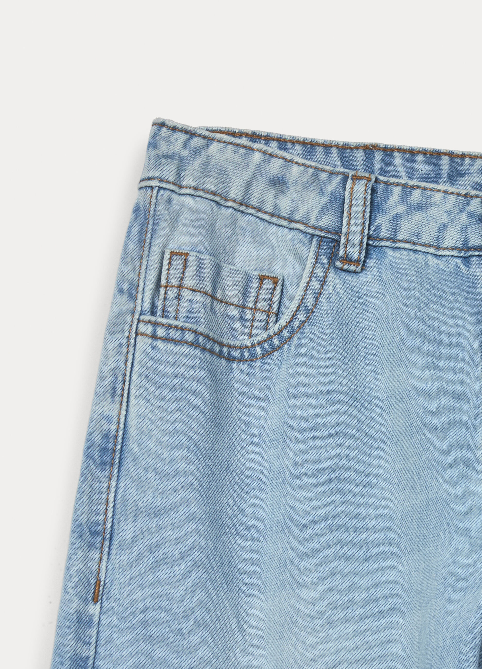 Pantaloni cargo in denim misto cotone ragazza_2