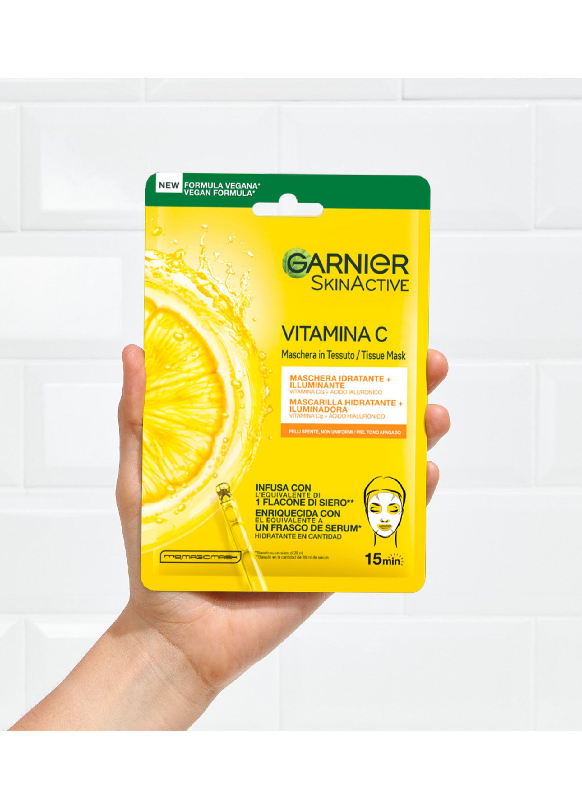 Garnier SkinActive, Maschera in Tessuto Hydra Bomb Vitamina C + Acido Ialuronico, Idratante e Illuminante, Per Pelli Spente, Non Uniformi, 28g._1