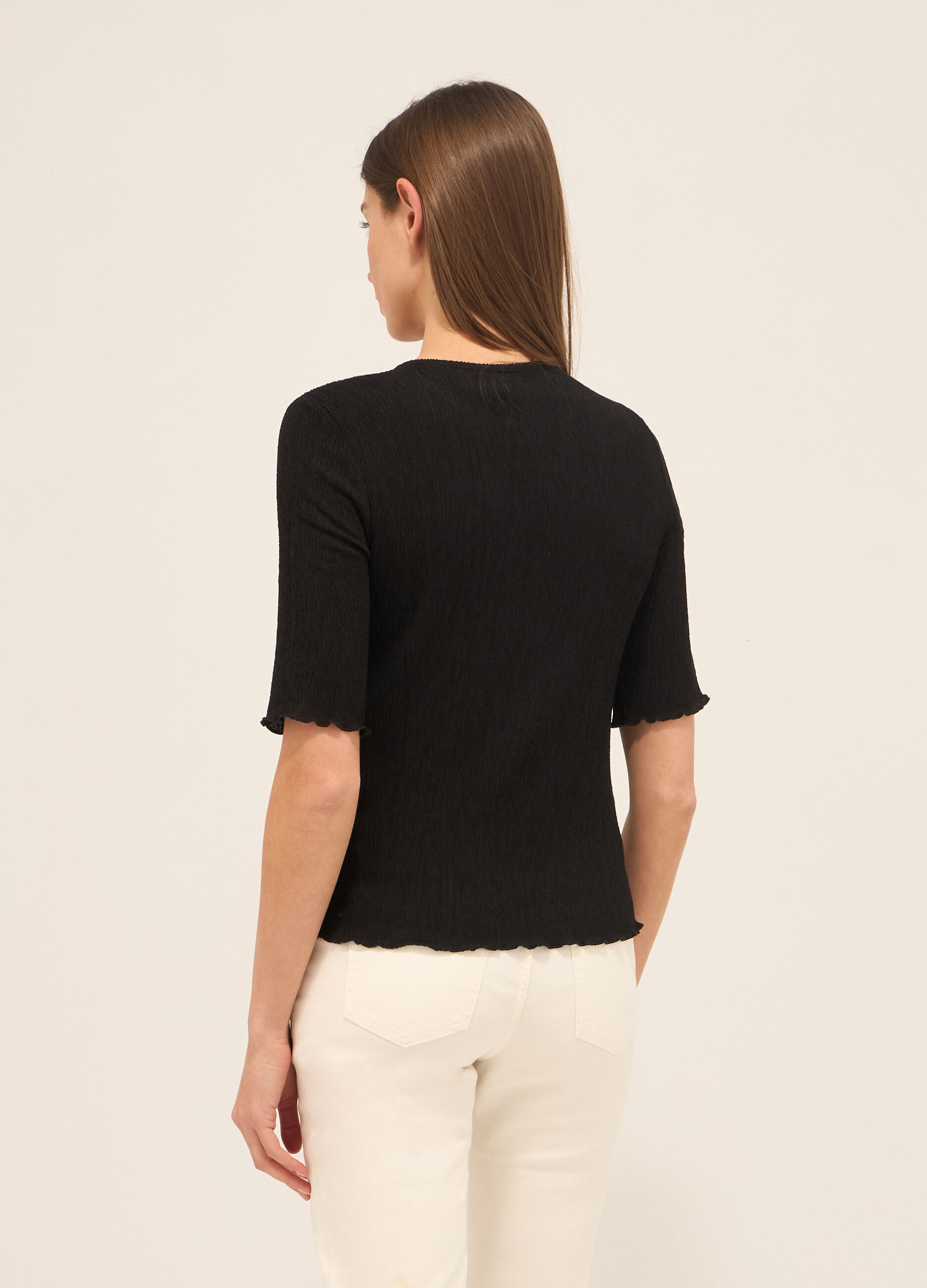 T-shirt in misto viscosa crinkle donna_1