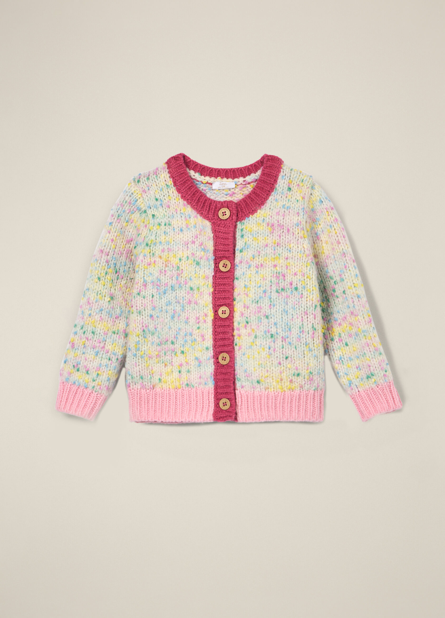 Cardigan multicolor per bambina in misto lana_1