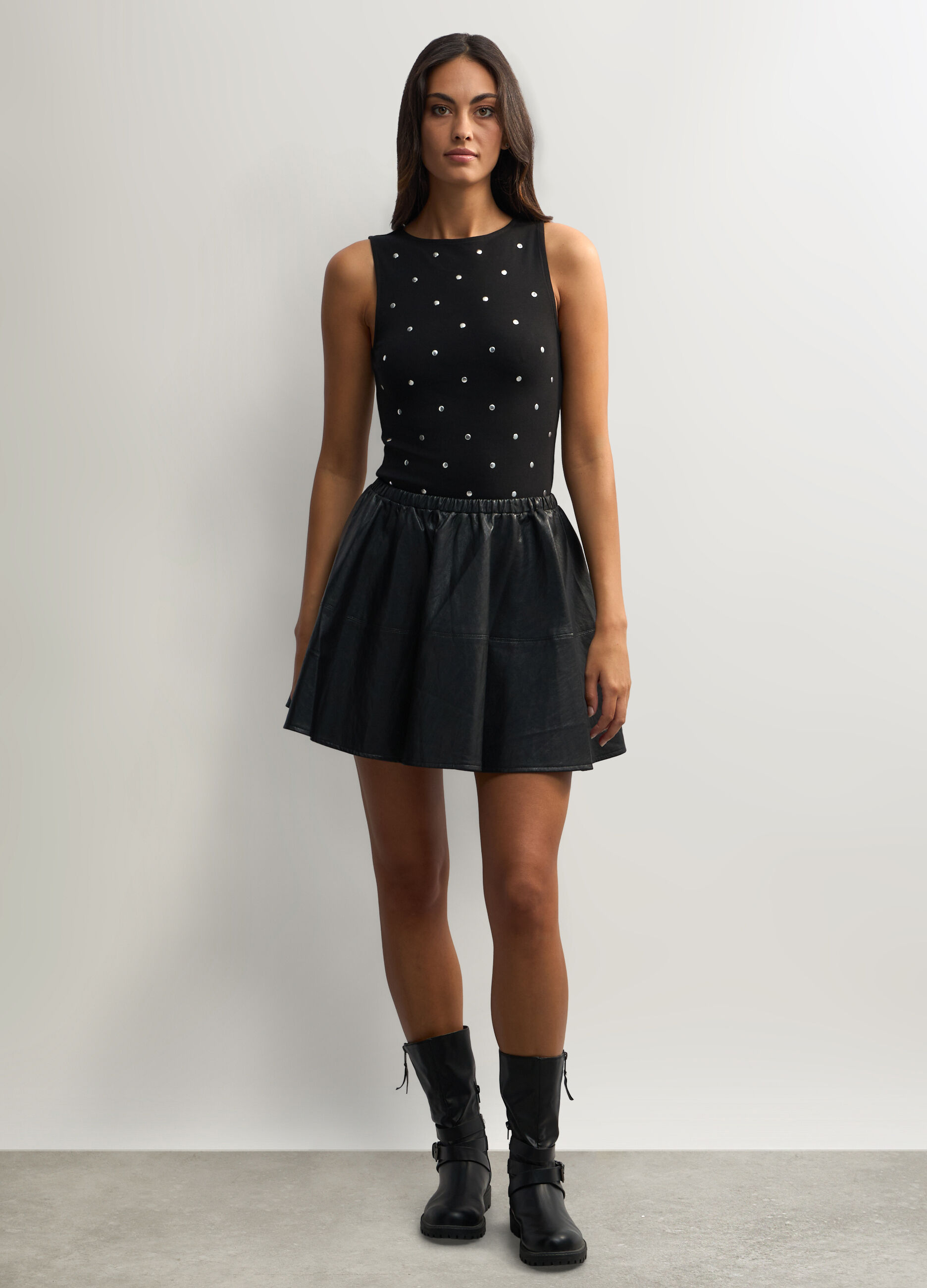 Minigonna in finta pelle donna_0