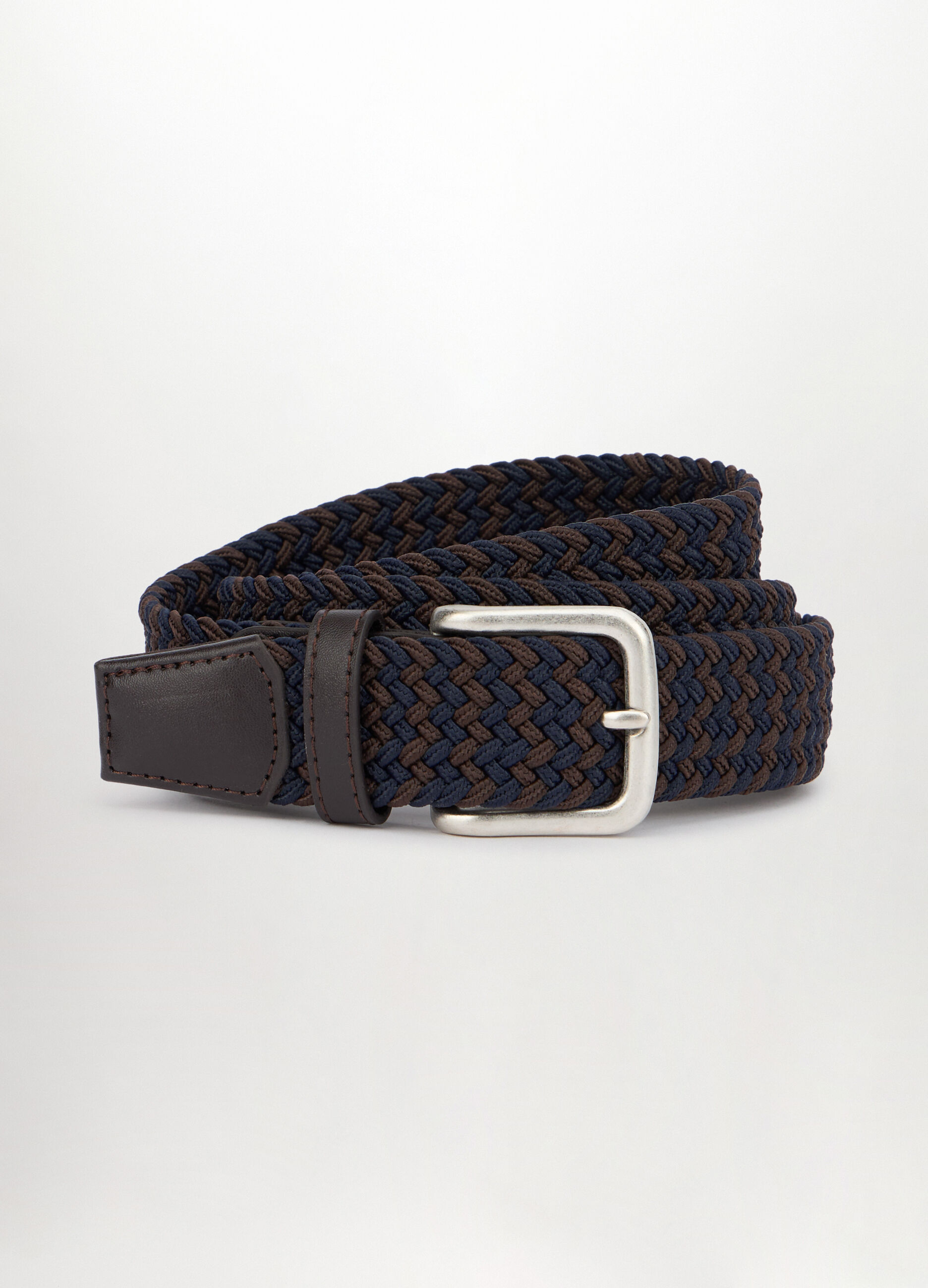 Cintura bicolor intrecciata con inserti in ECOpelle uomo_0