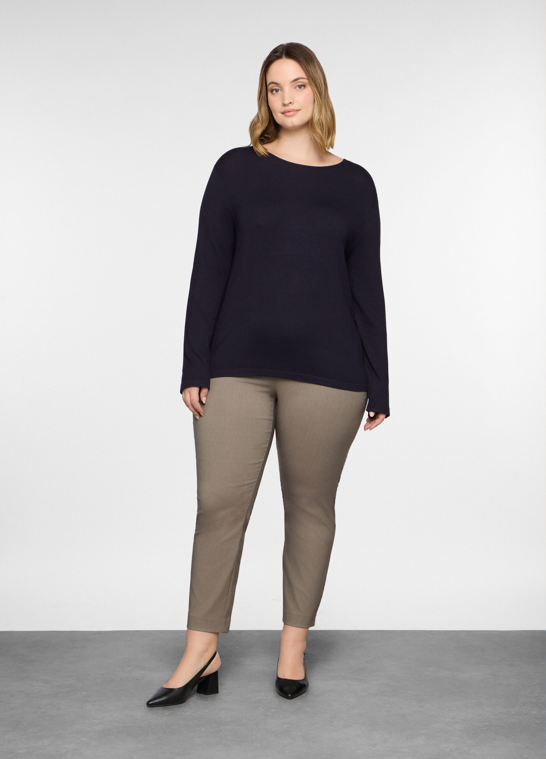 Pantaloni regular fit in poli viscosa stretch donna curvy_0