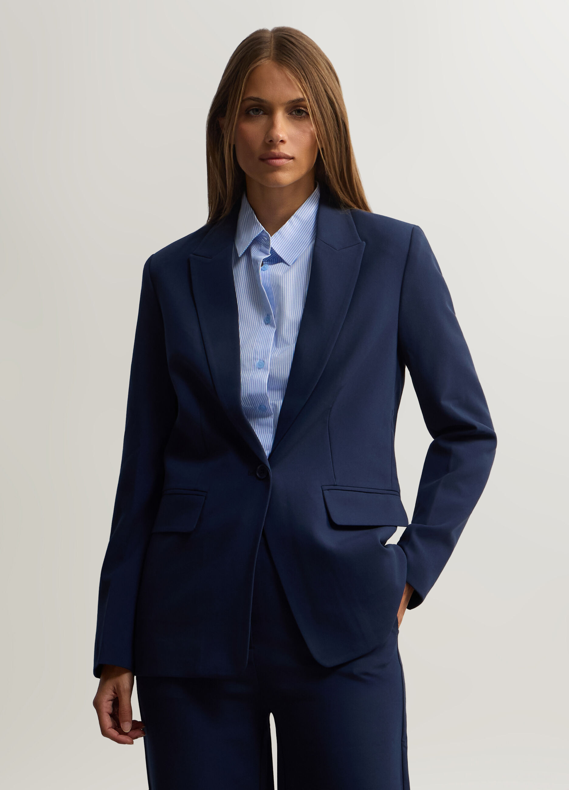Blazer con collo reverse misto viscosa stretch donna_0