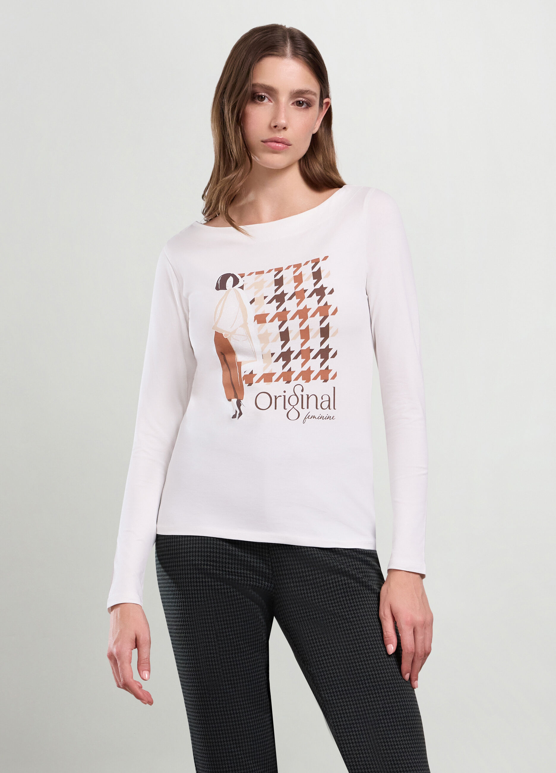 T-shirt in jersey di cotone stretch donna_0