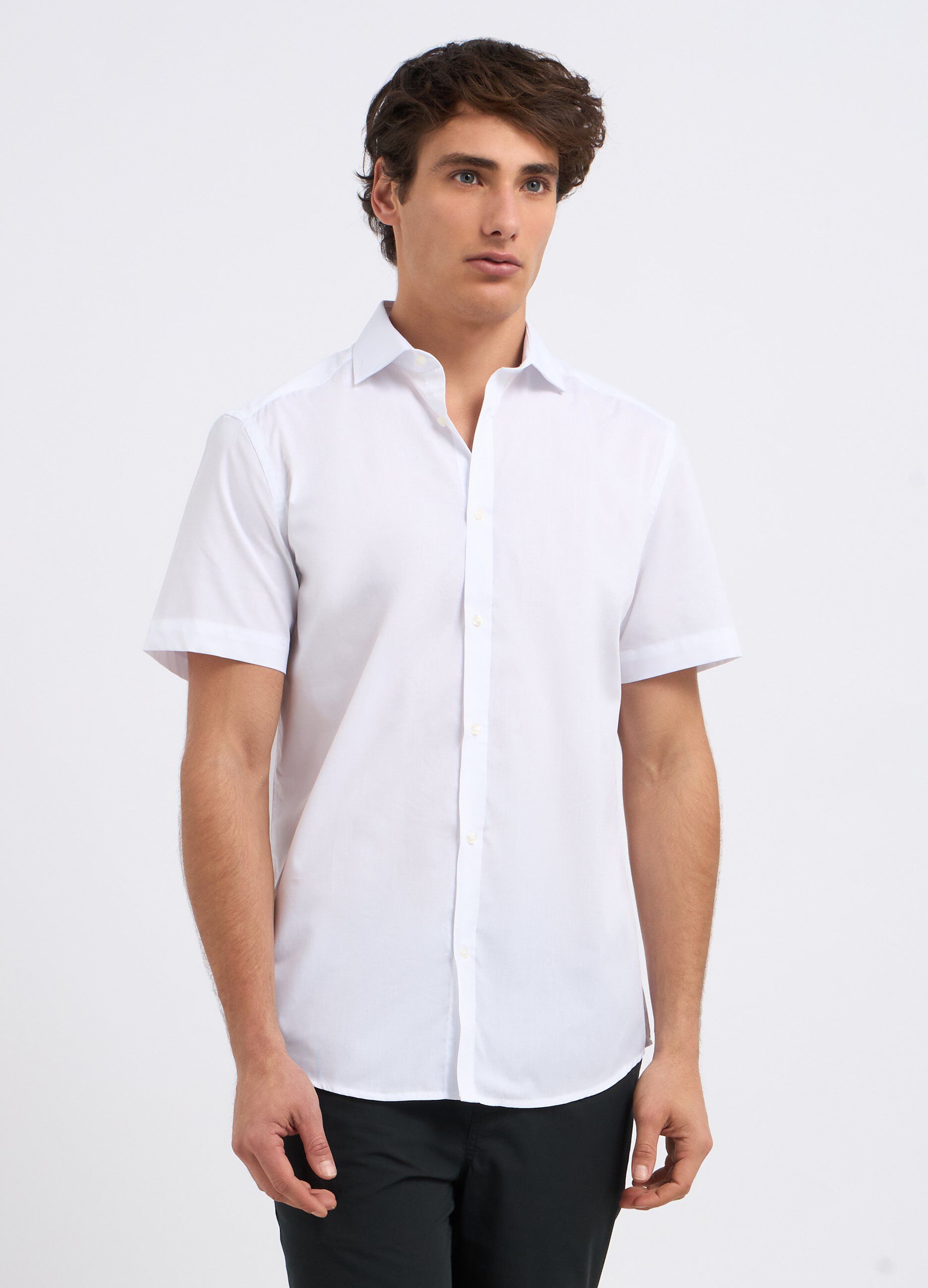Camicia a maniche corte in misto cotone uomo_0