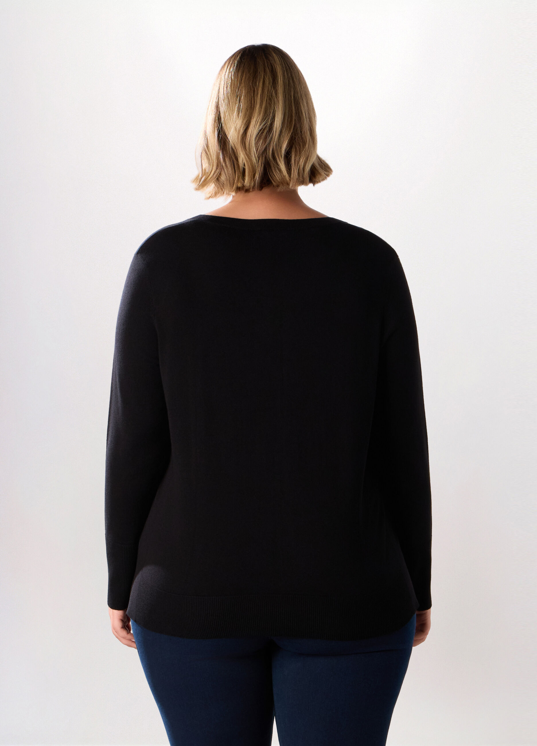 Pullover con scollo a V donna curvy_1