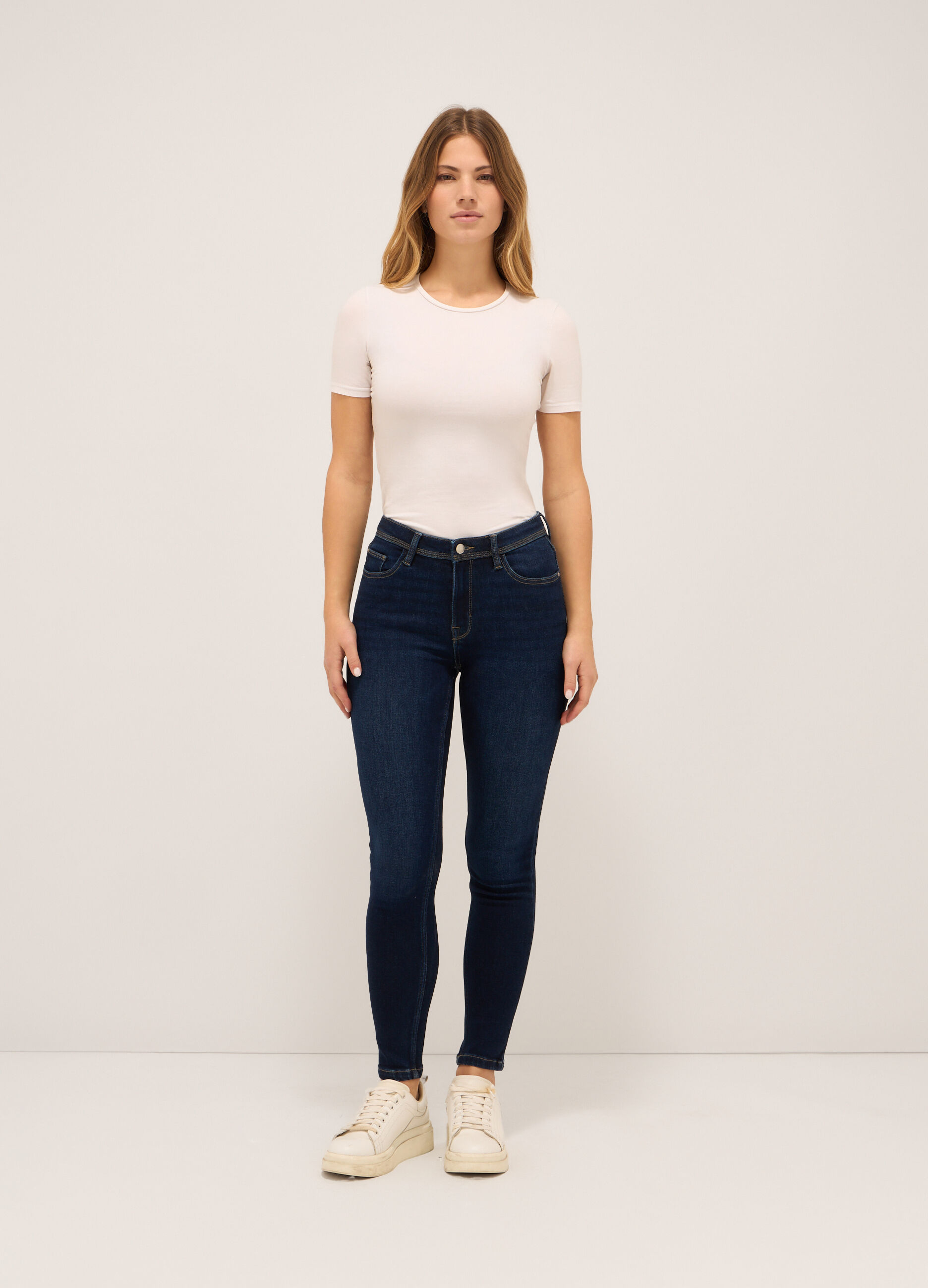 Treggings stretch denim di misto cotone donna_0